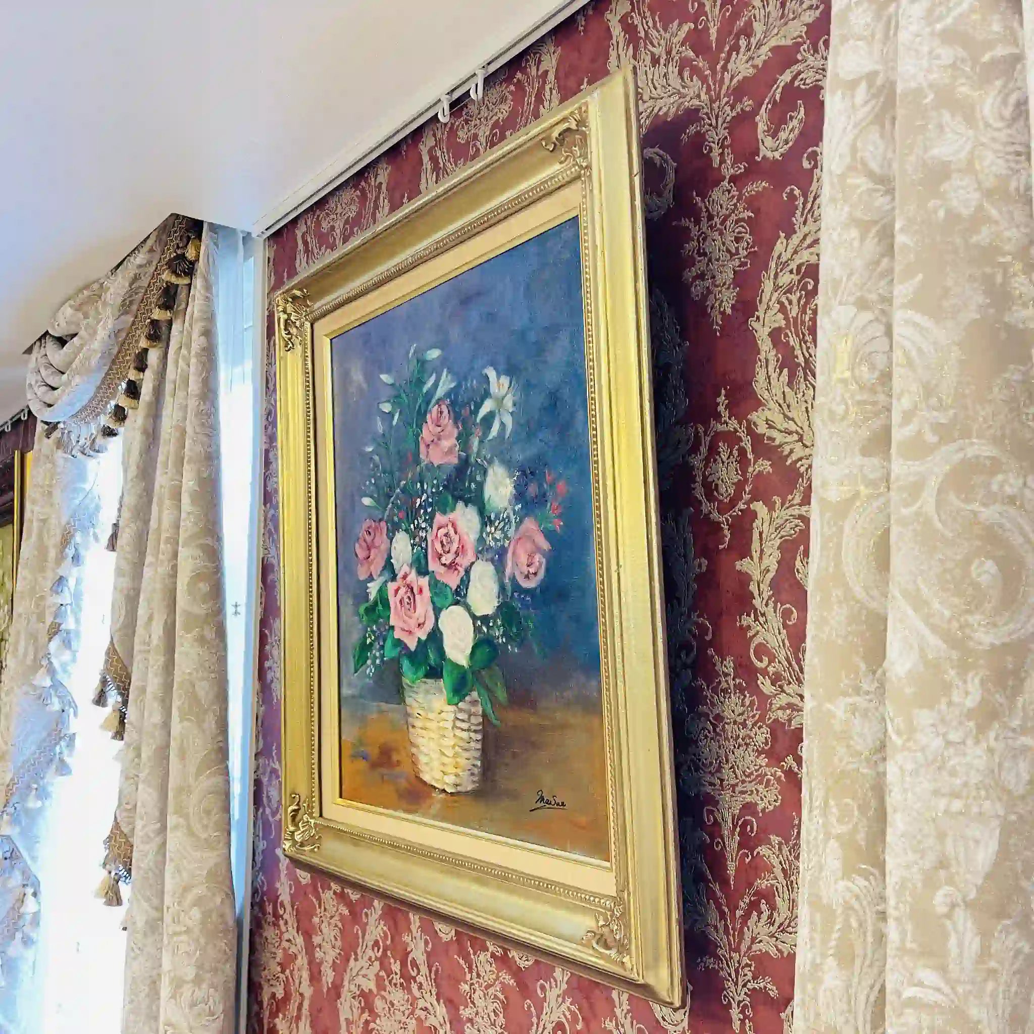 【アート/装飾品】 油彩画 薔薇