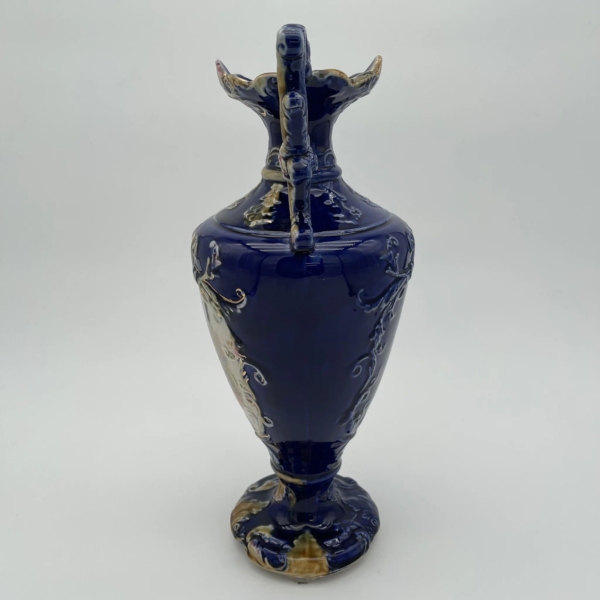 【アンティーク】 フラワーベース(花瓶) / ヴィクトリアン・ロココ・リバイバル / 19世紀後半から20世紀初頭 / イギリス / ハンドペイント・ボタニカル,ドット・ゴールド(金盛),ロココ・スクロール