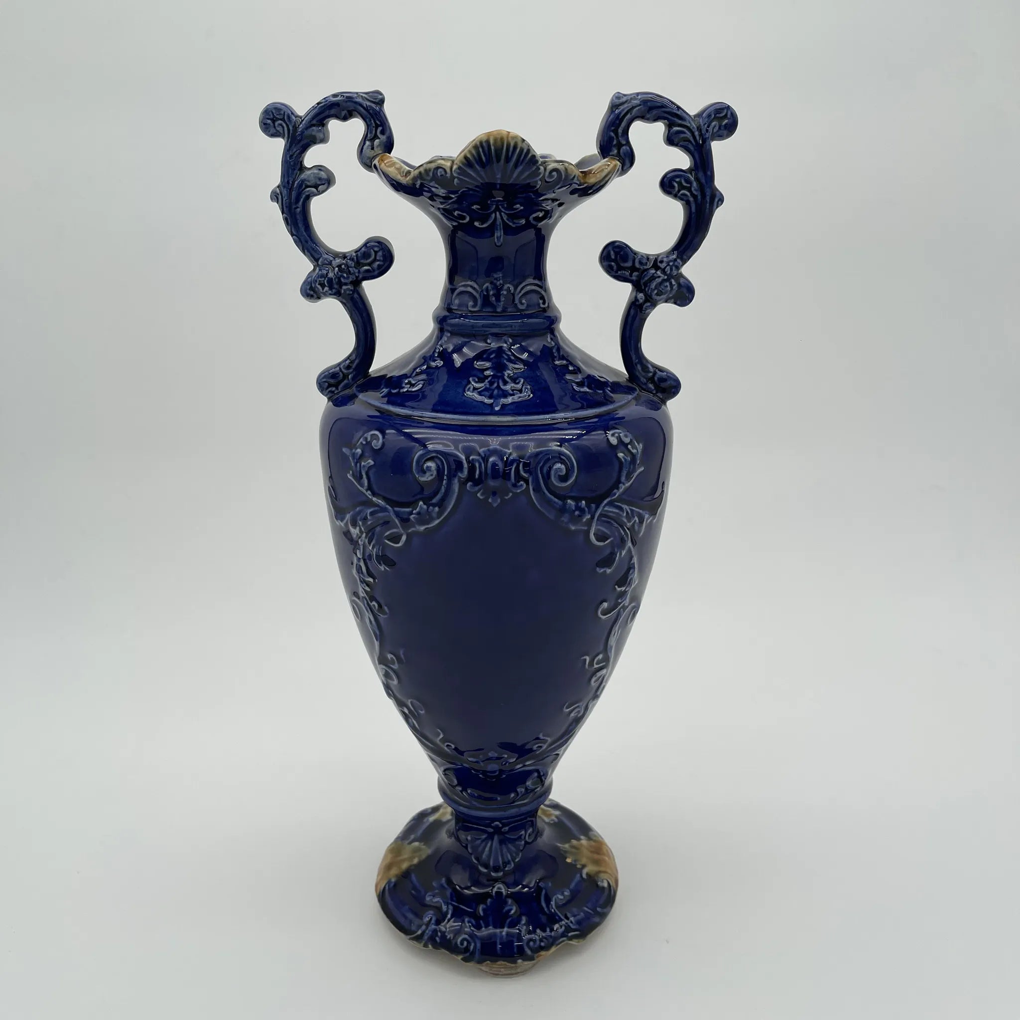 【アンティーク】 フラワーベース(花瓶) / ヴィクトリアン・ロココ・リバイバル / 19世紀後半から20世紀初頭 / イギリス / ハンドペイント・ボタニカル,ドット・ゴールド(金盛),ロココ・スクロール