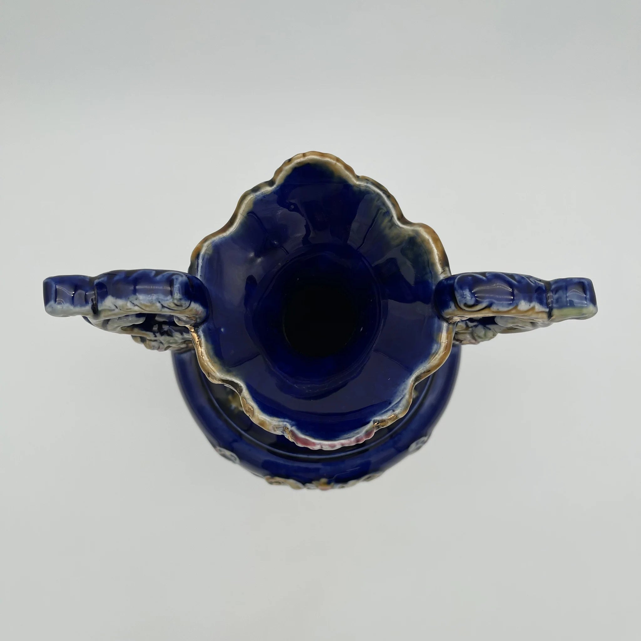 【アンティーク】 フラワーベース(花瓶) / ヴィクトリアン・ロココ・リバイバル / 19世紀後半から20世紀初頭 / イギリス / ハンドペイント・ボタニカル,ドット・ゴールド(金盛),ロココ・スクロール