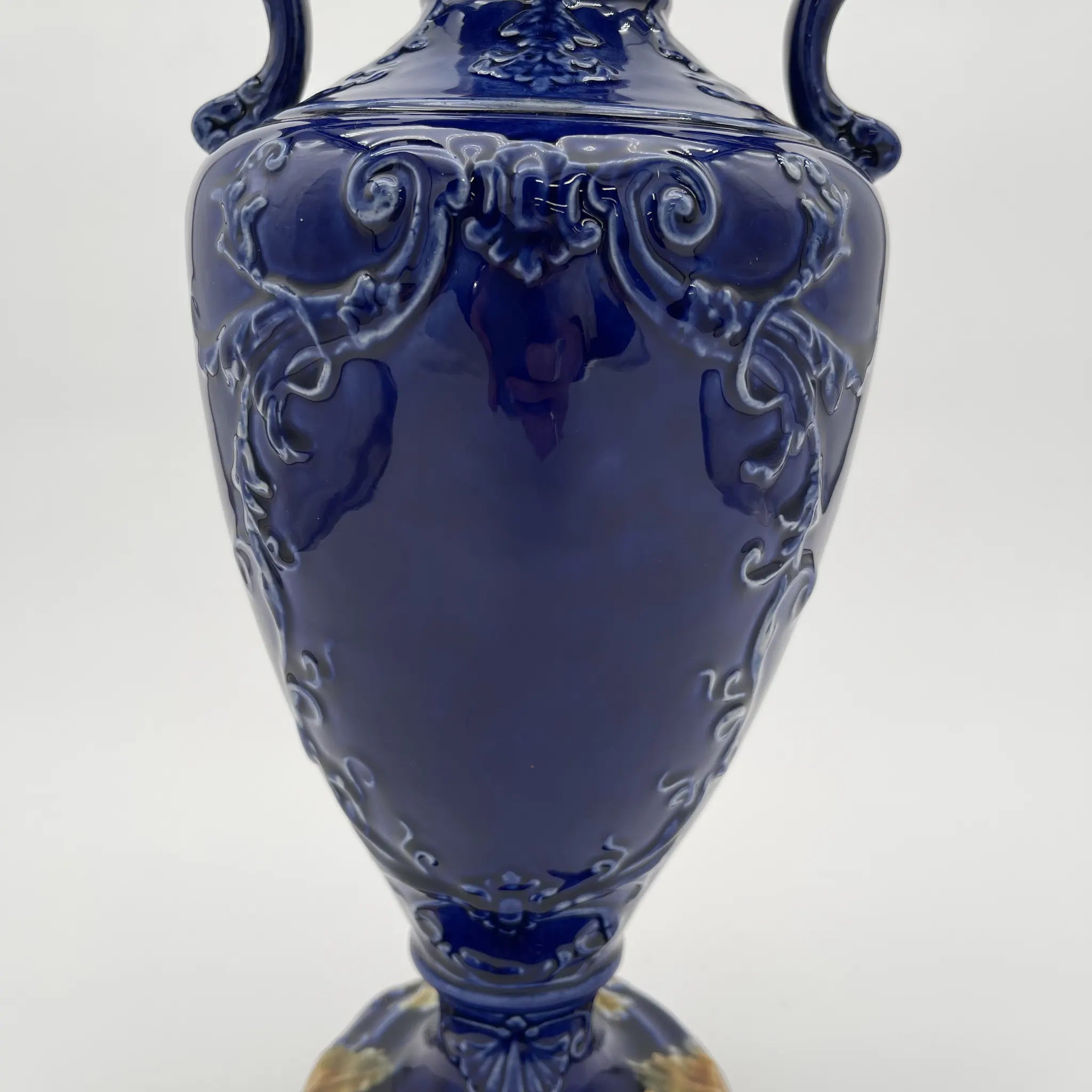 【アンティーク】 フラワーベース(花瓶) / ヴィクトリアン・ロココ・リバイバル / 19世紀後半から20世紀初頭 / イギリス / ハンドペイント・ボタニカル,ドット・ゴールド(金盛),ロココ・スクロール