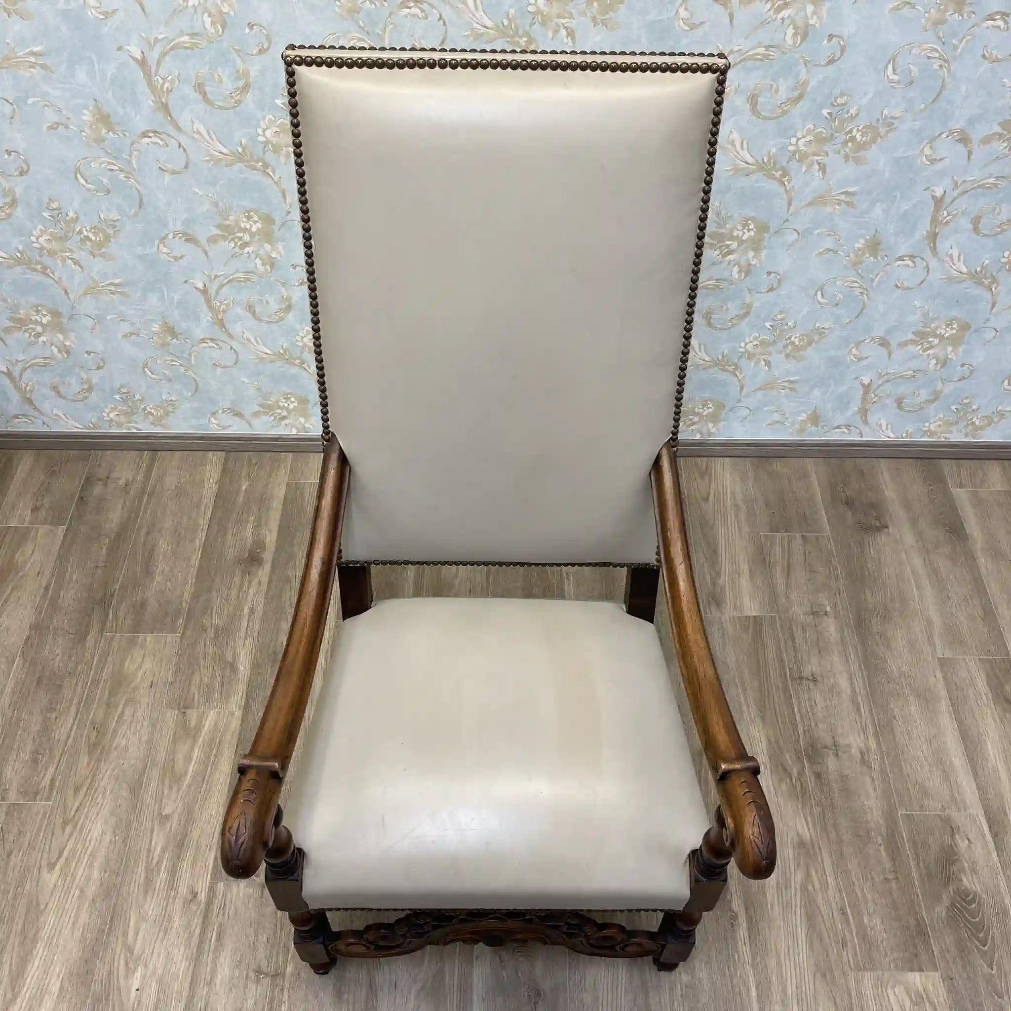 【アンティーク】 ハイバックチェア / 推定20C初頭 / ウォールナット材 / フランス / バラスター, スクロール, 透かし彫り