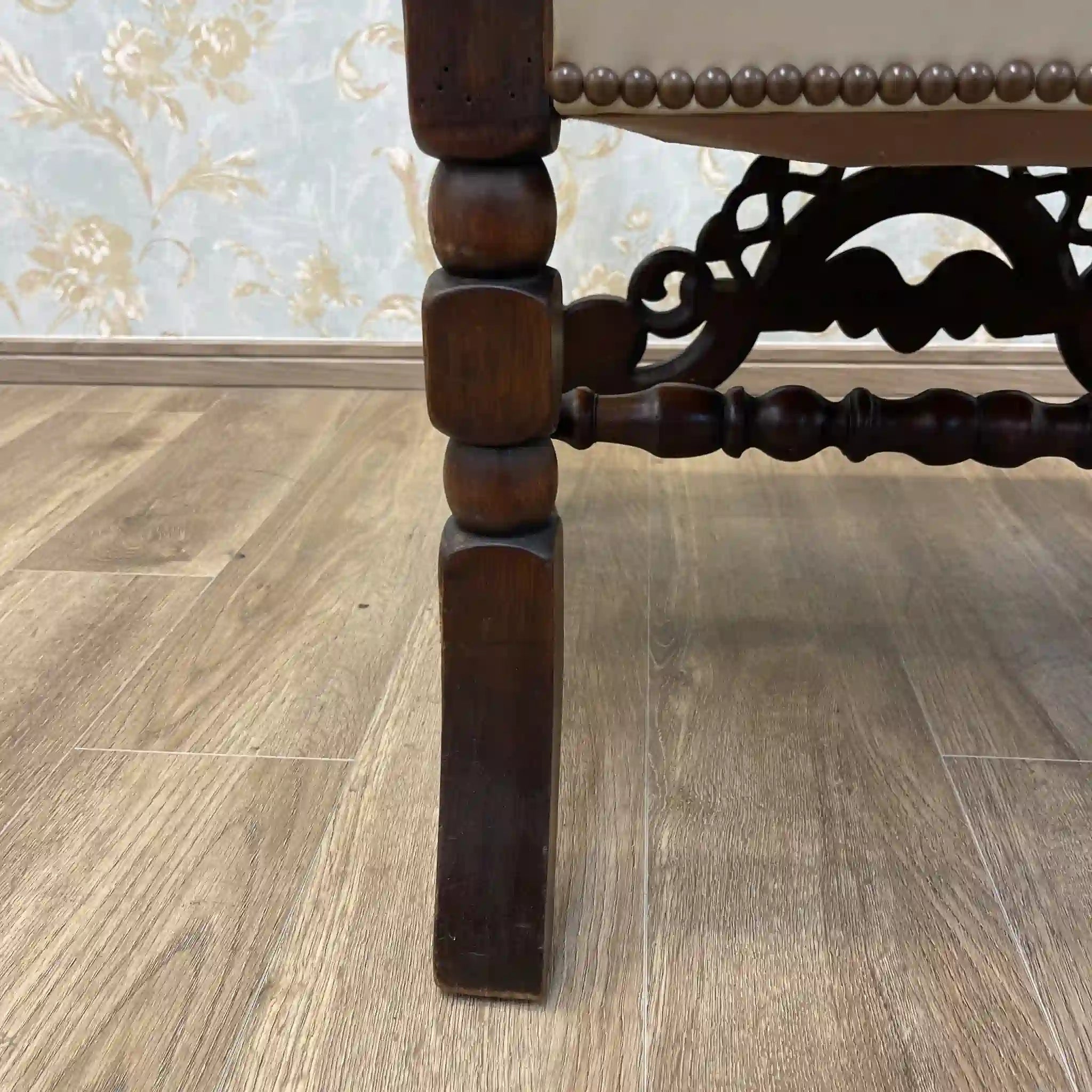 【アンティーク】 ハイバックチェア / 推定20C初頭 / ウォールナット材 / フランス / バラスター, スクロール, 透かし彫り