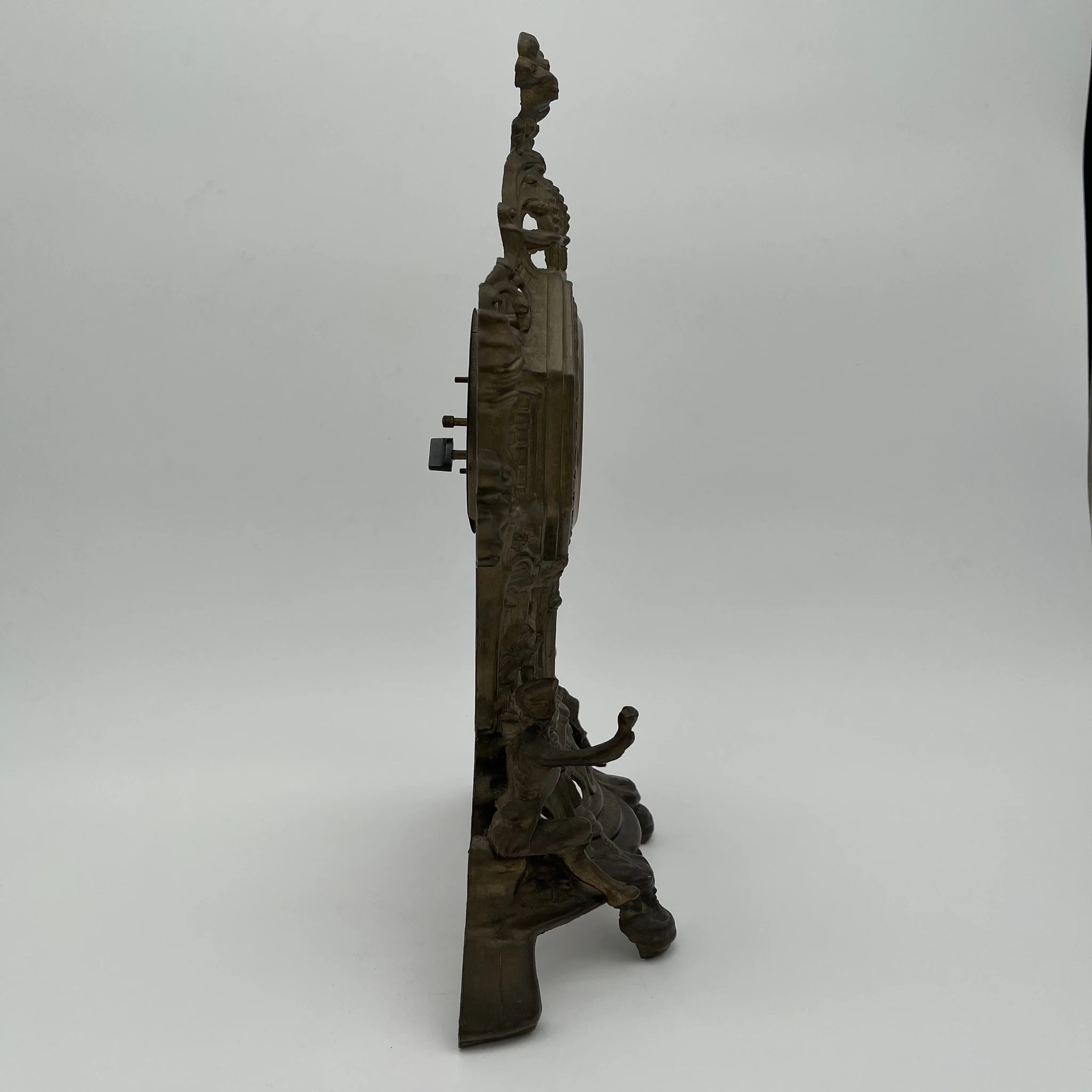 Antique Brass Mantle Clock / Rococo Revival / 1950s-1970s / Germany