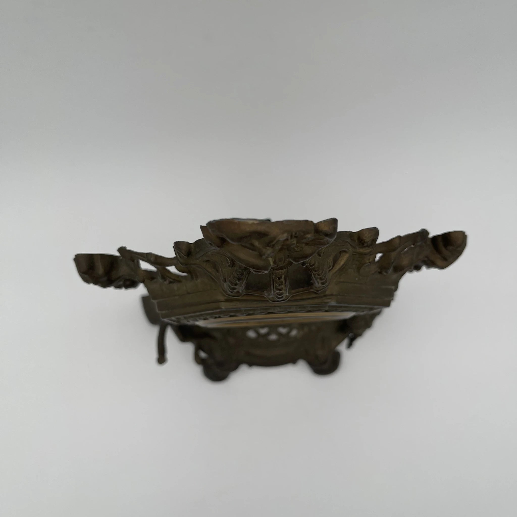 Antique Brass Mantle Clock / Rococo Revival / 1950s-1970s / Germany