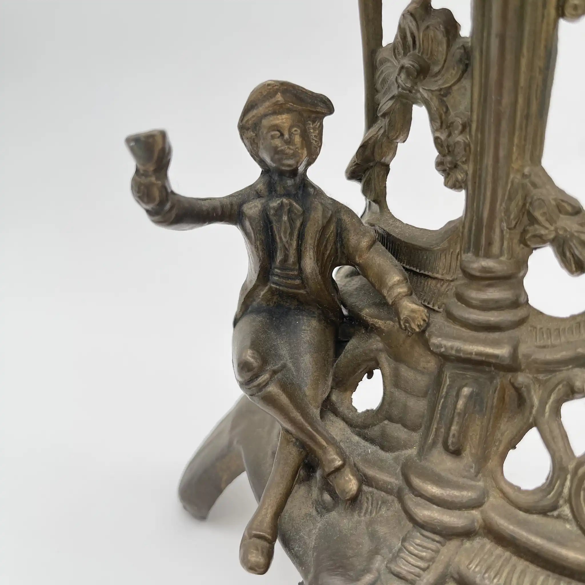 Antique Brass Mantle Clock / Rococo Revival / 1950s-1970s / Germany