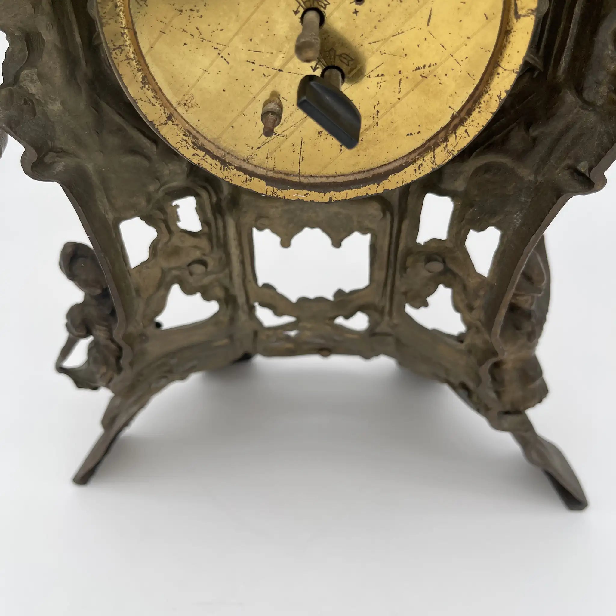Antique Brass Mantle Clock / Rococo Revival / 1950s-1970s / Germany
