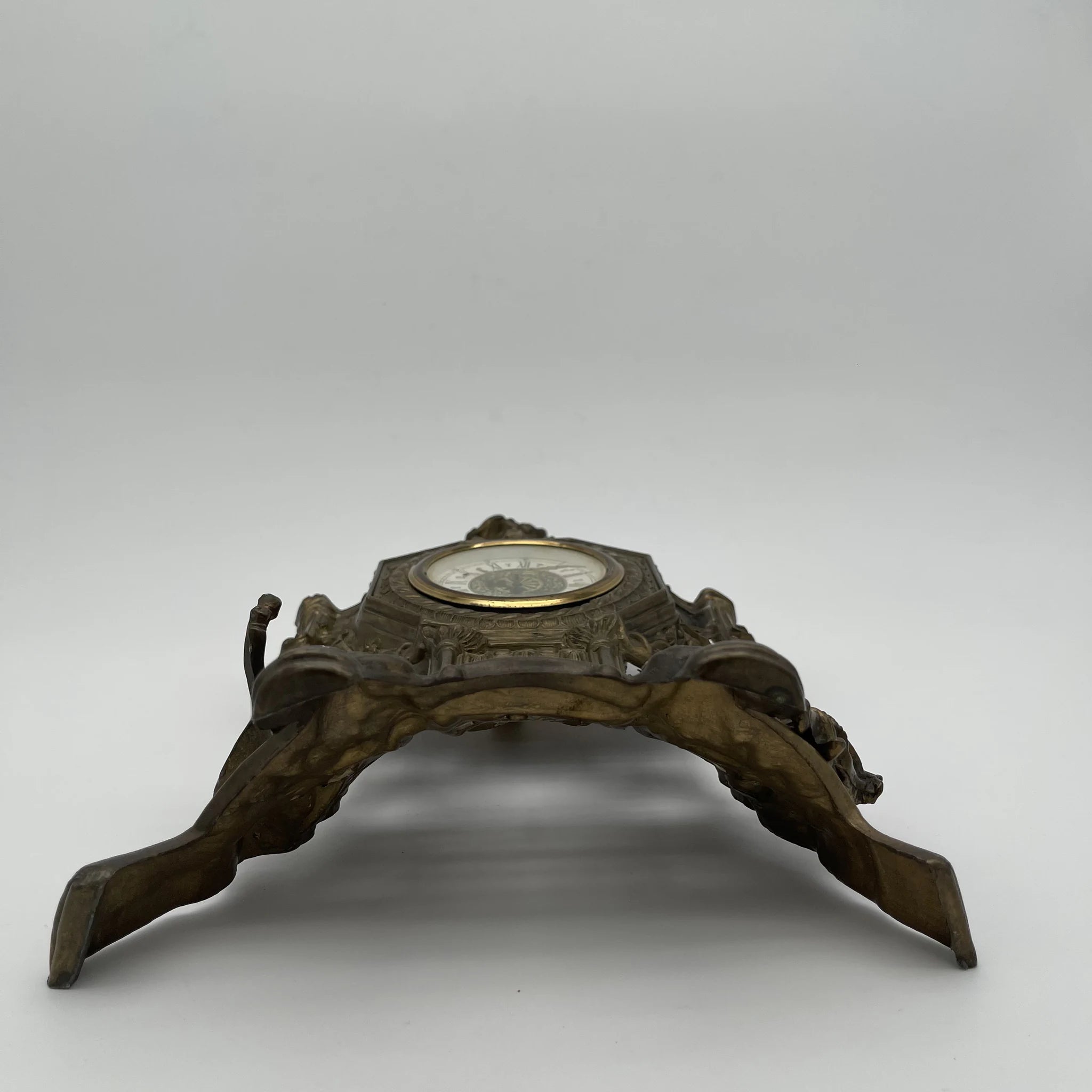 Antique Brass Mantle Clock / Rococo Revival / 1950s-1970s / Germany