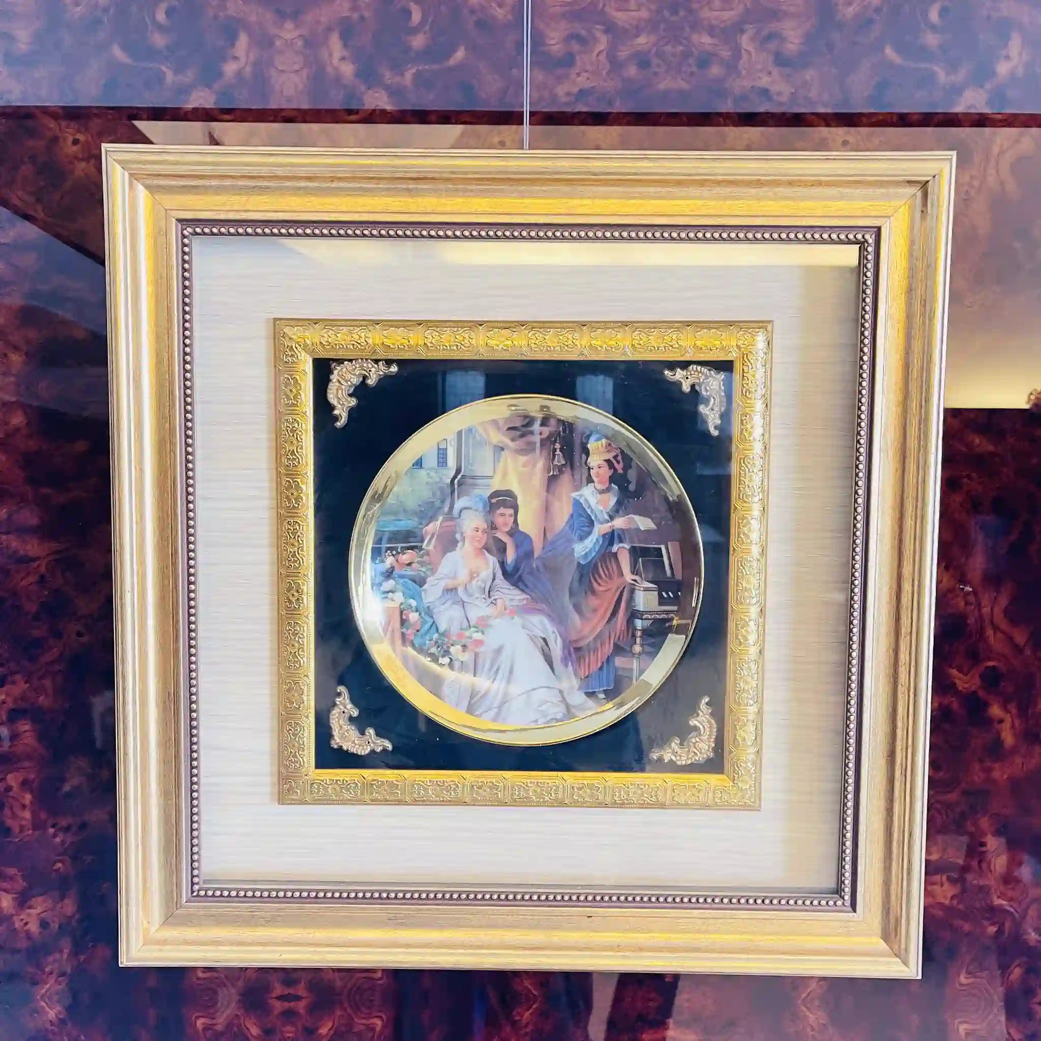 【アート/装飾品】 皿入り絵画 アートフレーム