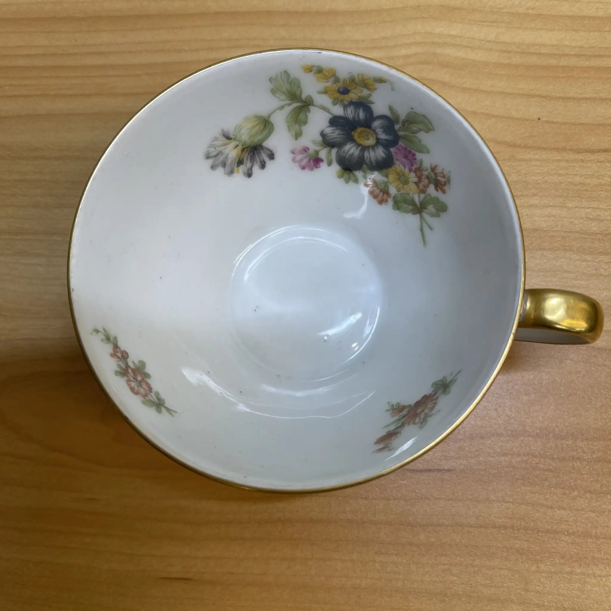 【アンティーク】 ティーカップ&ソーサー2P / Theodore Haviland (セオドア・アビランド) / Nosegay / 推定20C前中期 / 磁器 / フランス / ブーケ, 金彩