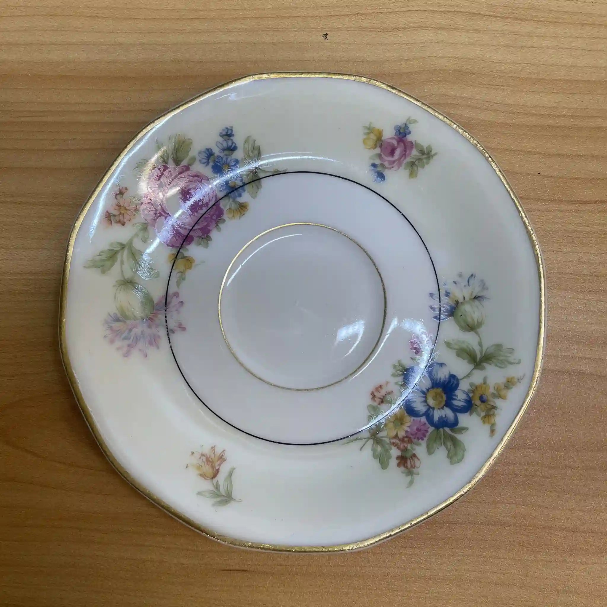 【アンティーク】 ティーカップ&ソーサー2P / Theodore Haviland (セオドア・アビランド) / Nosegay / 推定20C前中期 / 磁器 / フランス / ブーケ, 金彩