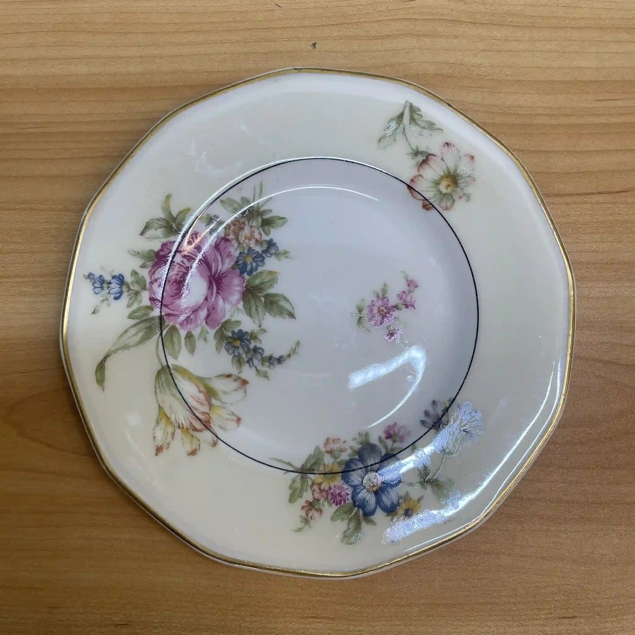 【アンティーク】 ティーカップ&ソーサー2P / Theodore Haviland (セオドア・アビランド) / Nosegay / 推定20C前中期 / 磁器 / フランス / ブーケ, 金彩