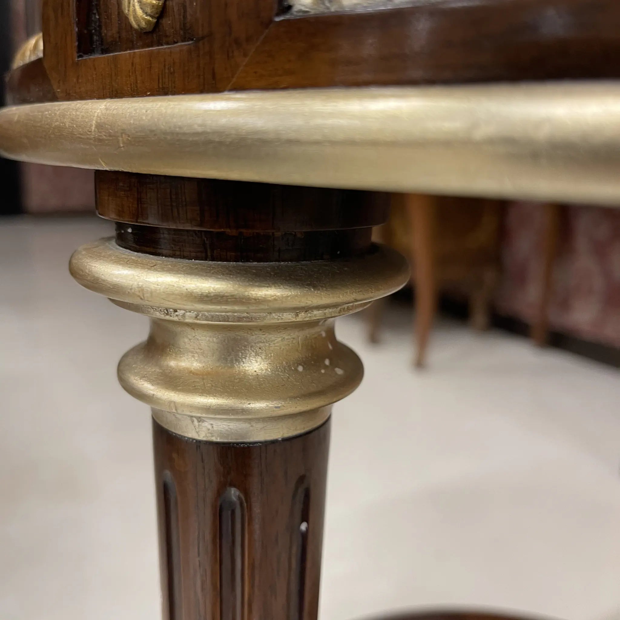 古董雙層燈桌/帝國風格/胡桃木瘤材質/英國直接進口