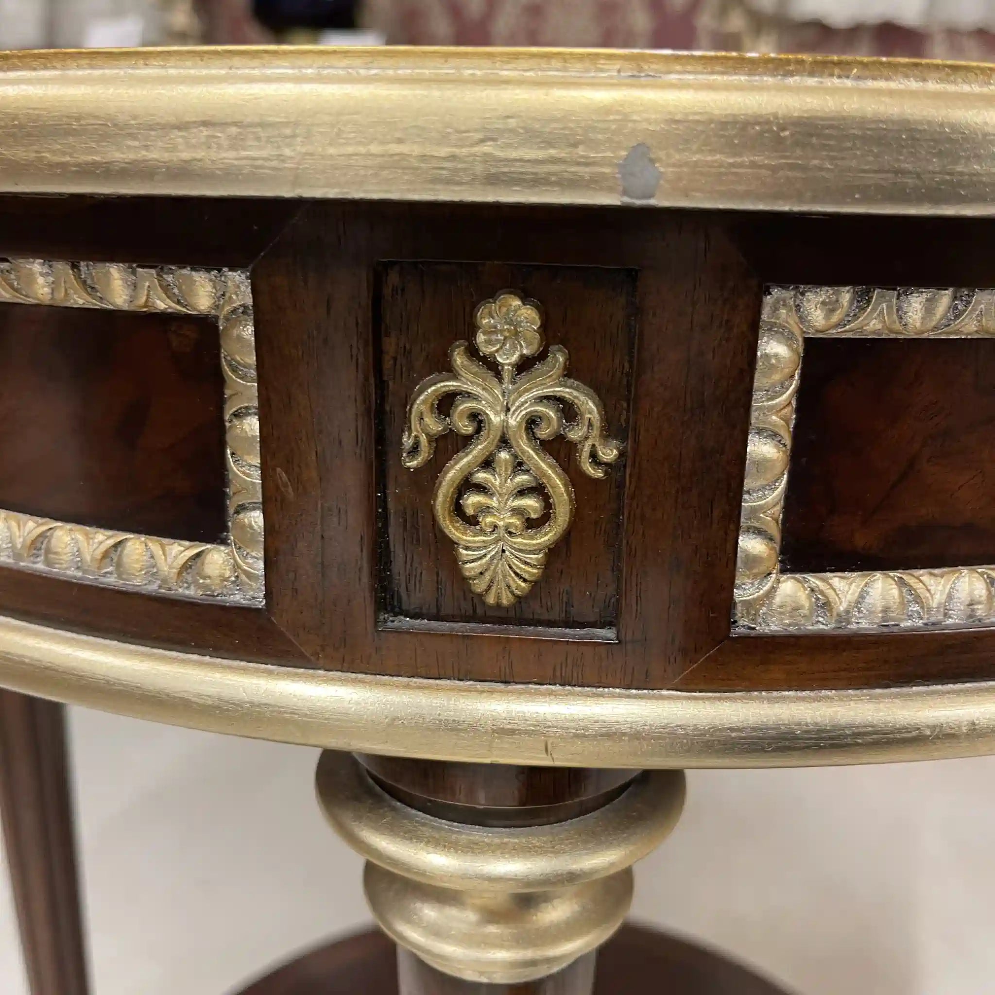 古董雙層燈桌/帝國風格/胡桃木瘤材質/英國直接進口