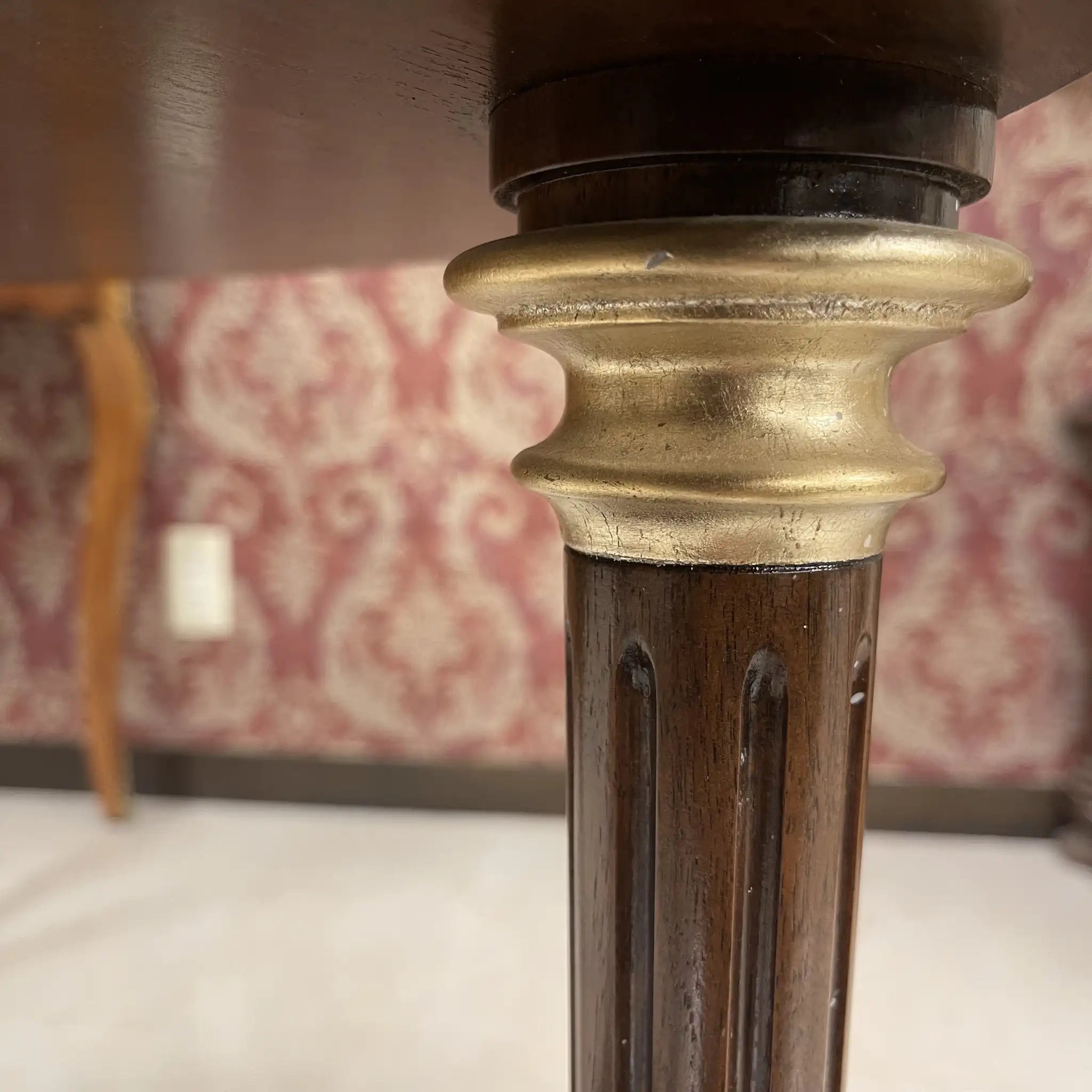 古董雙層燈桌/帝國風格/胡桃木瘤材質/英國直接進口