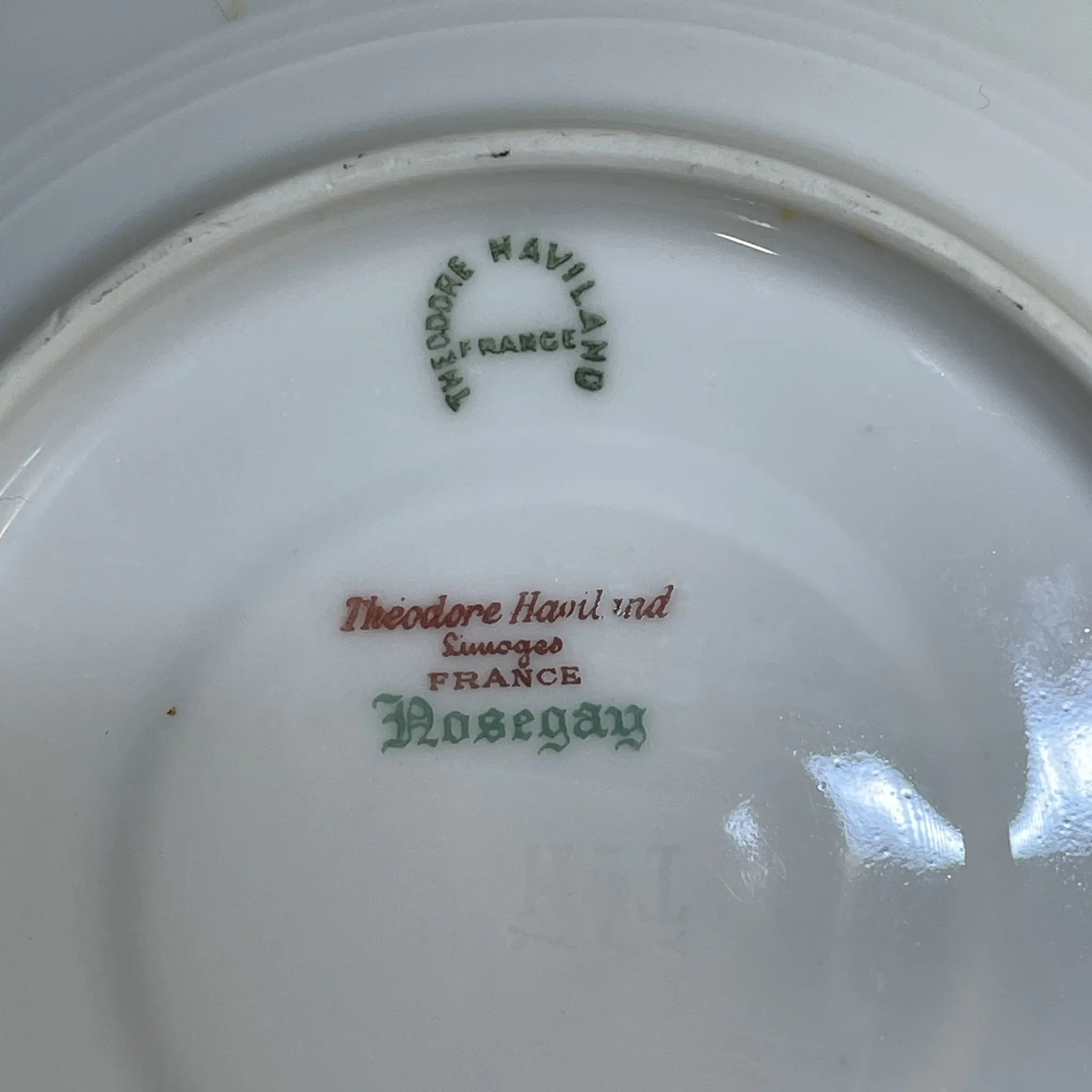 【アンティーク】 トリオ (ティーカップ&ソーサー+デザートプレート) 2P / Theodore Haviland (セオドア・アビランド) / Nosegay / 推定20C前中期 / 磁器 / フランス / ブーケ, 金彩