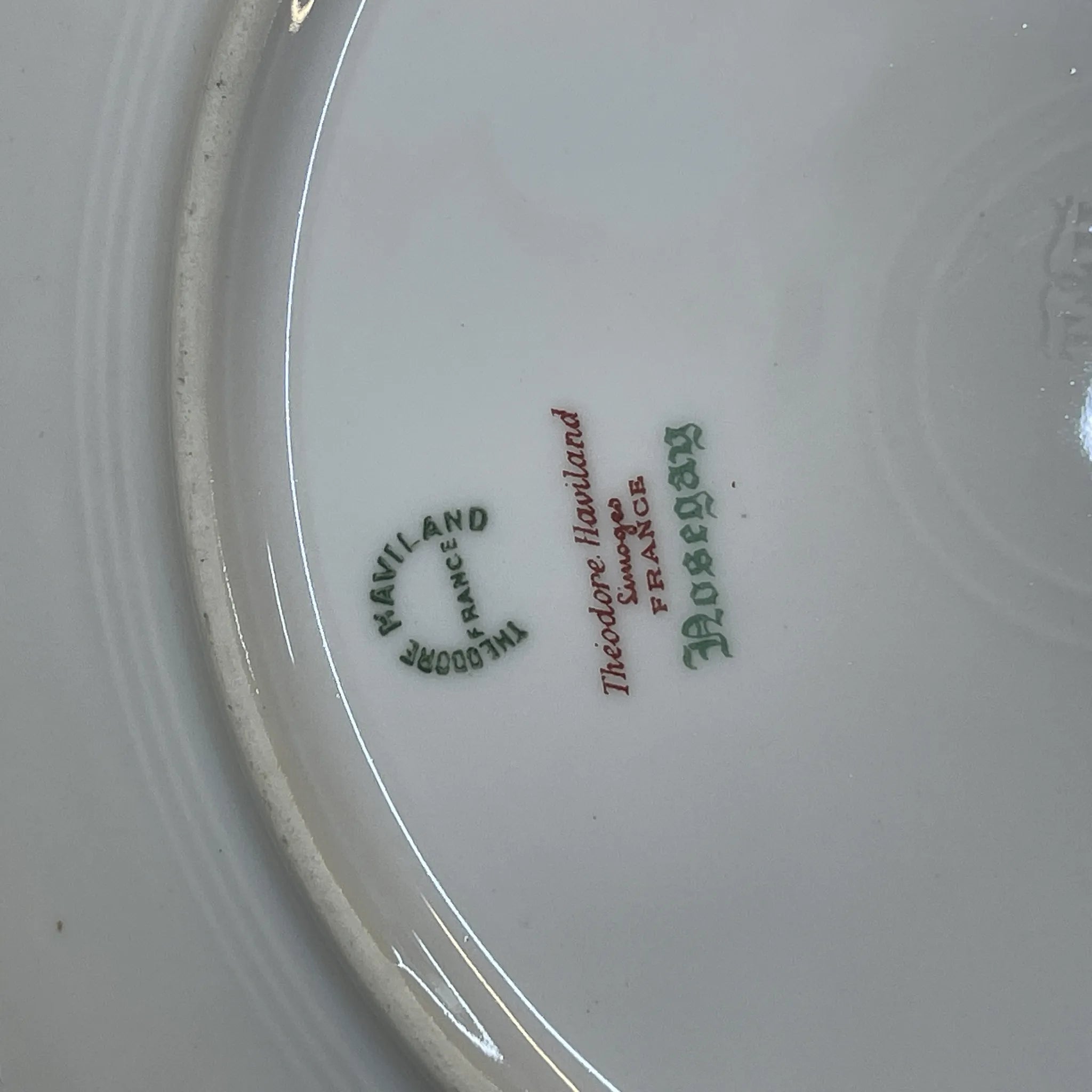 【アンティーク】 ディナープレート&デザートプレート2P / Theodore Haviland (セオドア・アビランド) / Nosegay / 推定20C前中期 / 磁器 / フランス / ブーケ, 金彩