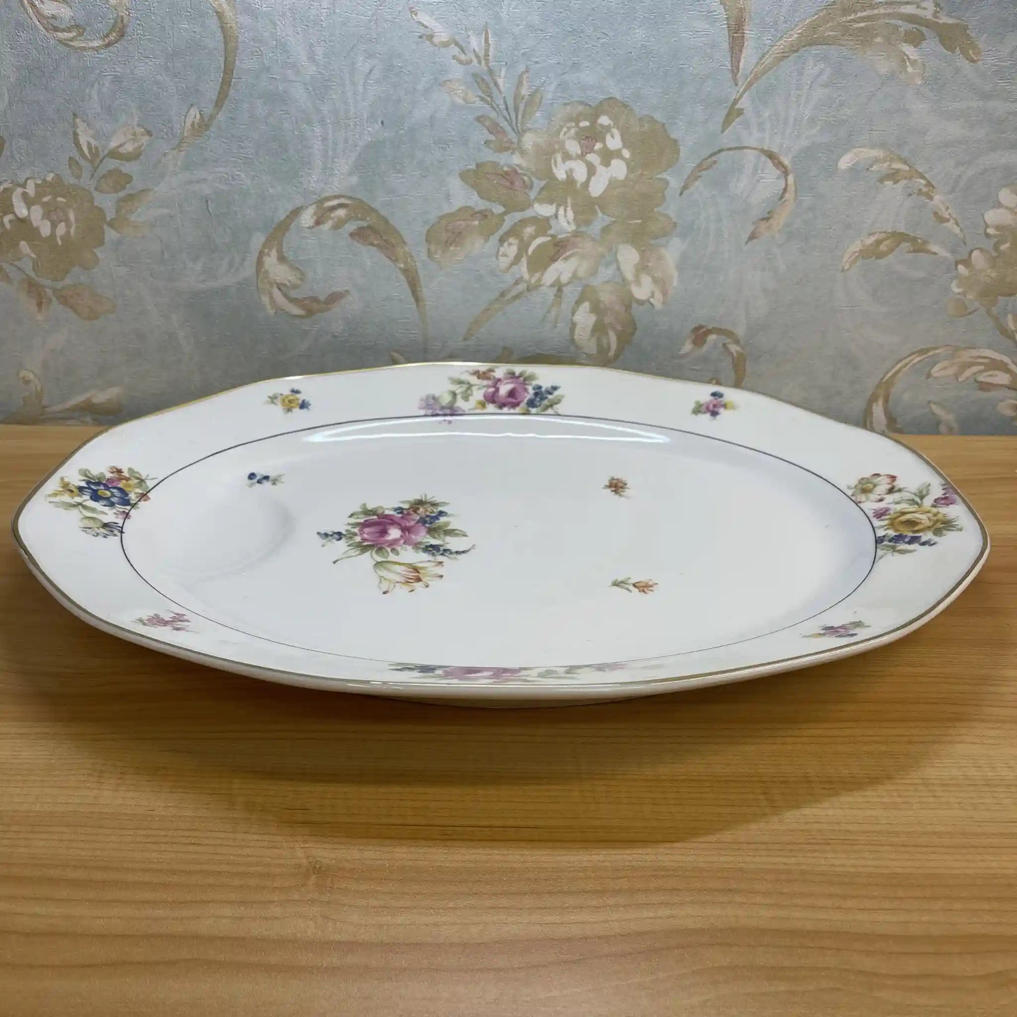 【アンティーク】 オーバルプラター (大皿) / Theodore Haviland (セオドア・アビランド) / Nosegay / 推定20C前中期 / 磁器 / フランス / ブーケ, 金彩