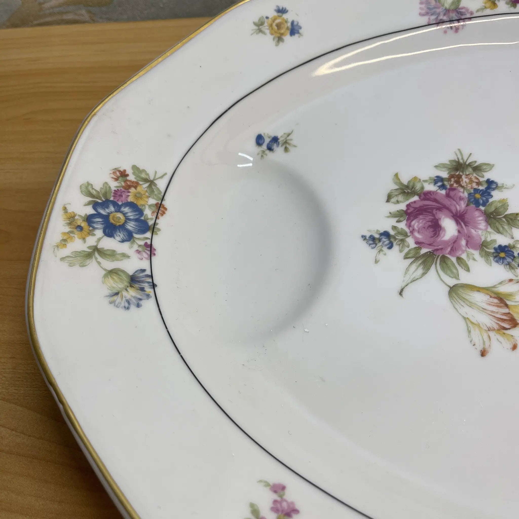 【アンティーク】 オーバルプラター (大皿) / Theodore Haviland (セオドア・アビランド) / Nosegay / 推定20C前中期 / 磁器 / フランス / ブーケ, 金彩