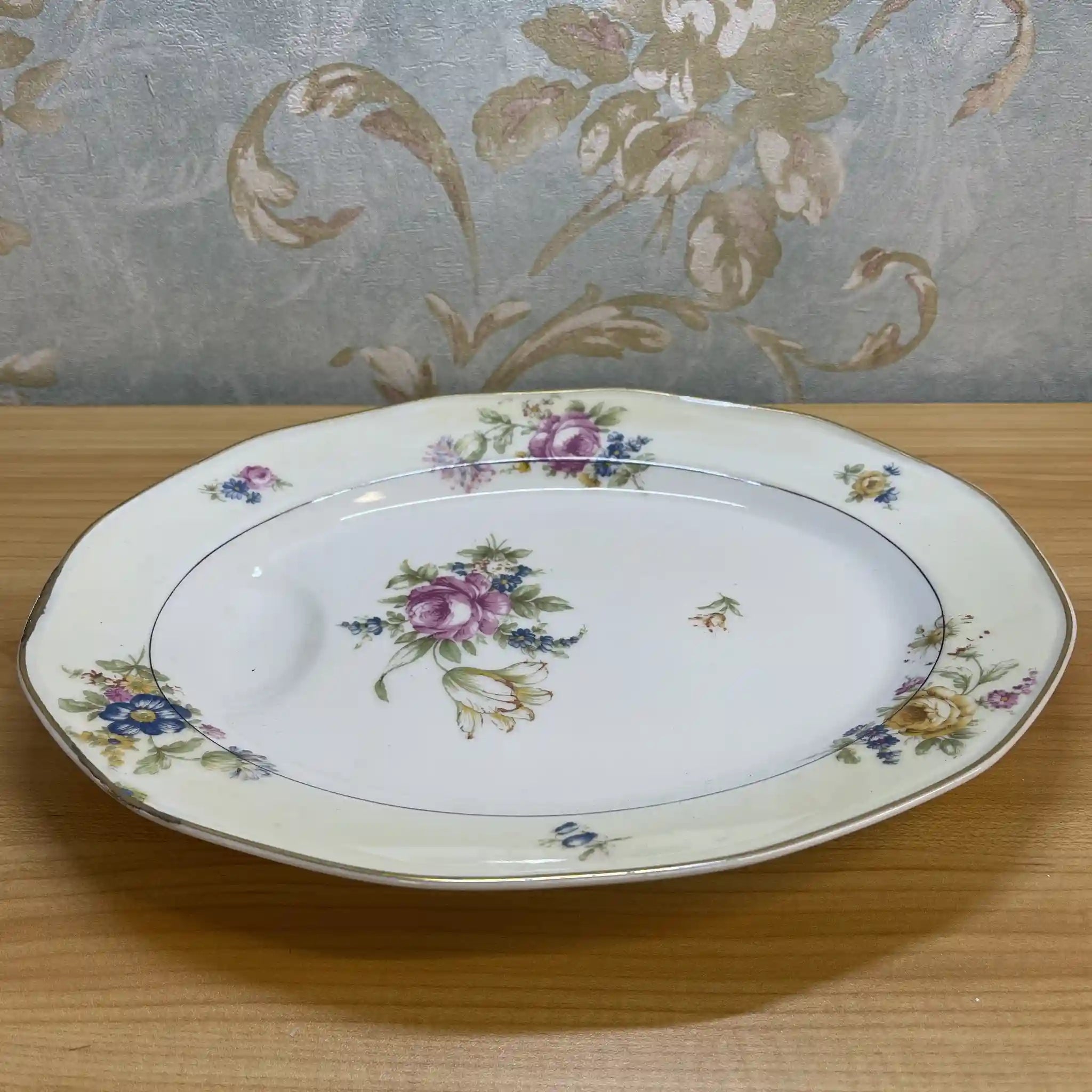 【アンティーク】 オーバルプラター (大皿) / Theodore Haviland (セオドア・アビランド) / Nosegay / 推定20C前中期 / 磁器 / フランス / ブーケ, 金彩