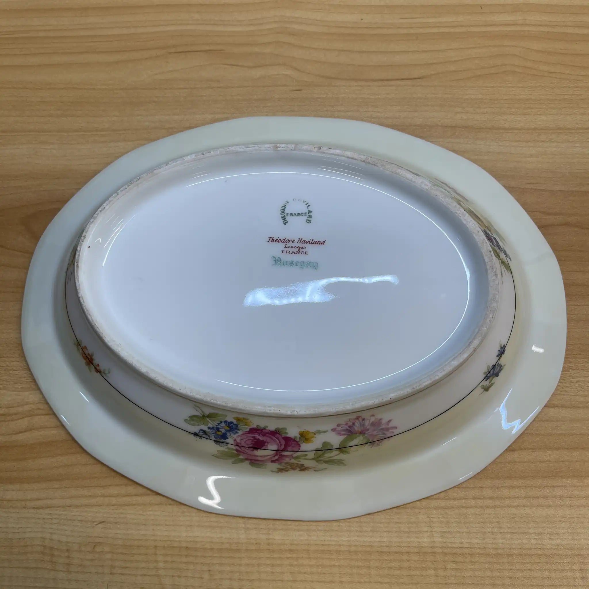 【アンティーク】 オーバル・ベジタブルボウル / Theodore Haviland (セオドア・アビランド) / Nosegay / 推定20C前中期 / 磁器 / フランス / ブーケ, 金彩