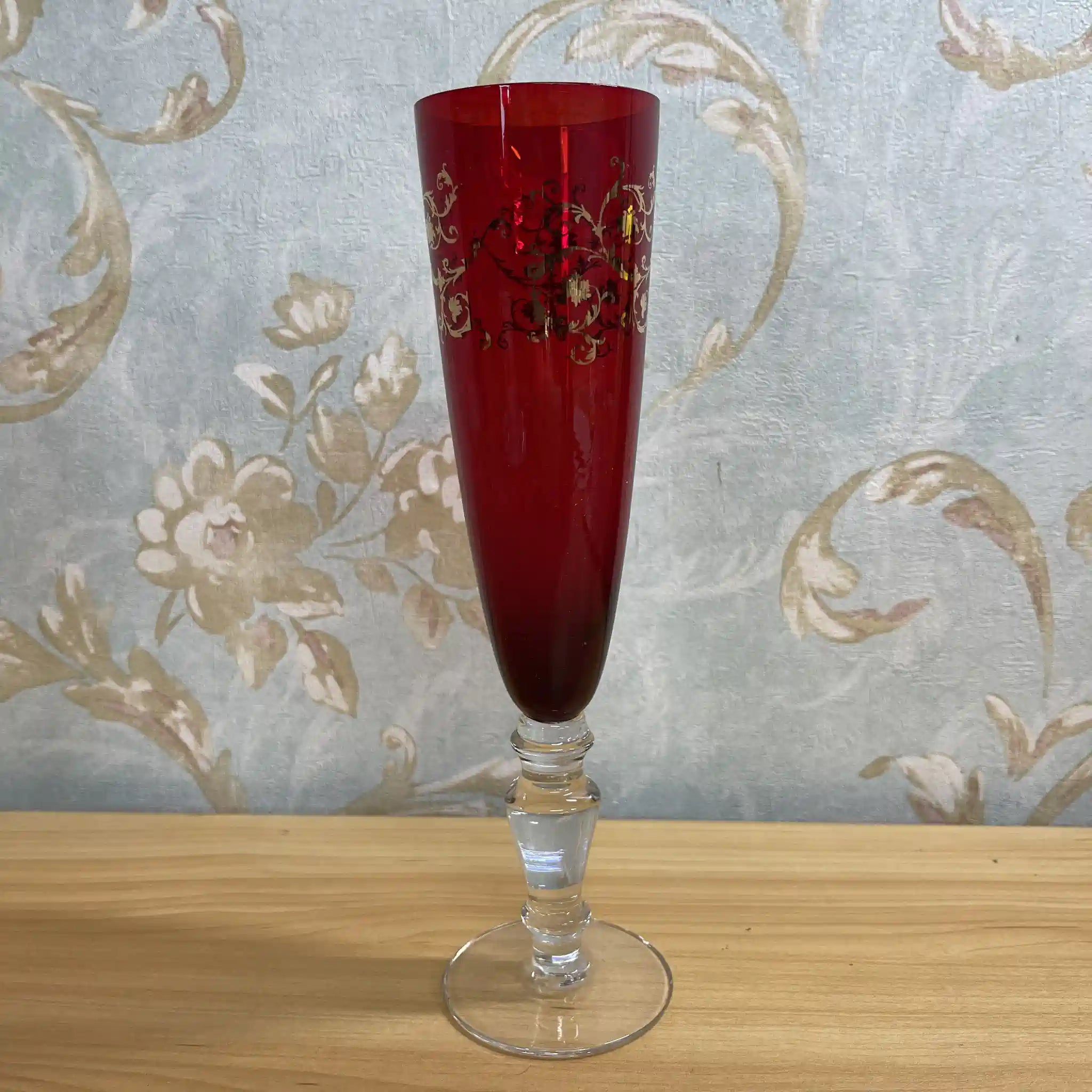 【ビンテージ】 シャンパングラス2P / 推定20C後期 / ガラス / イタリア / スクロール