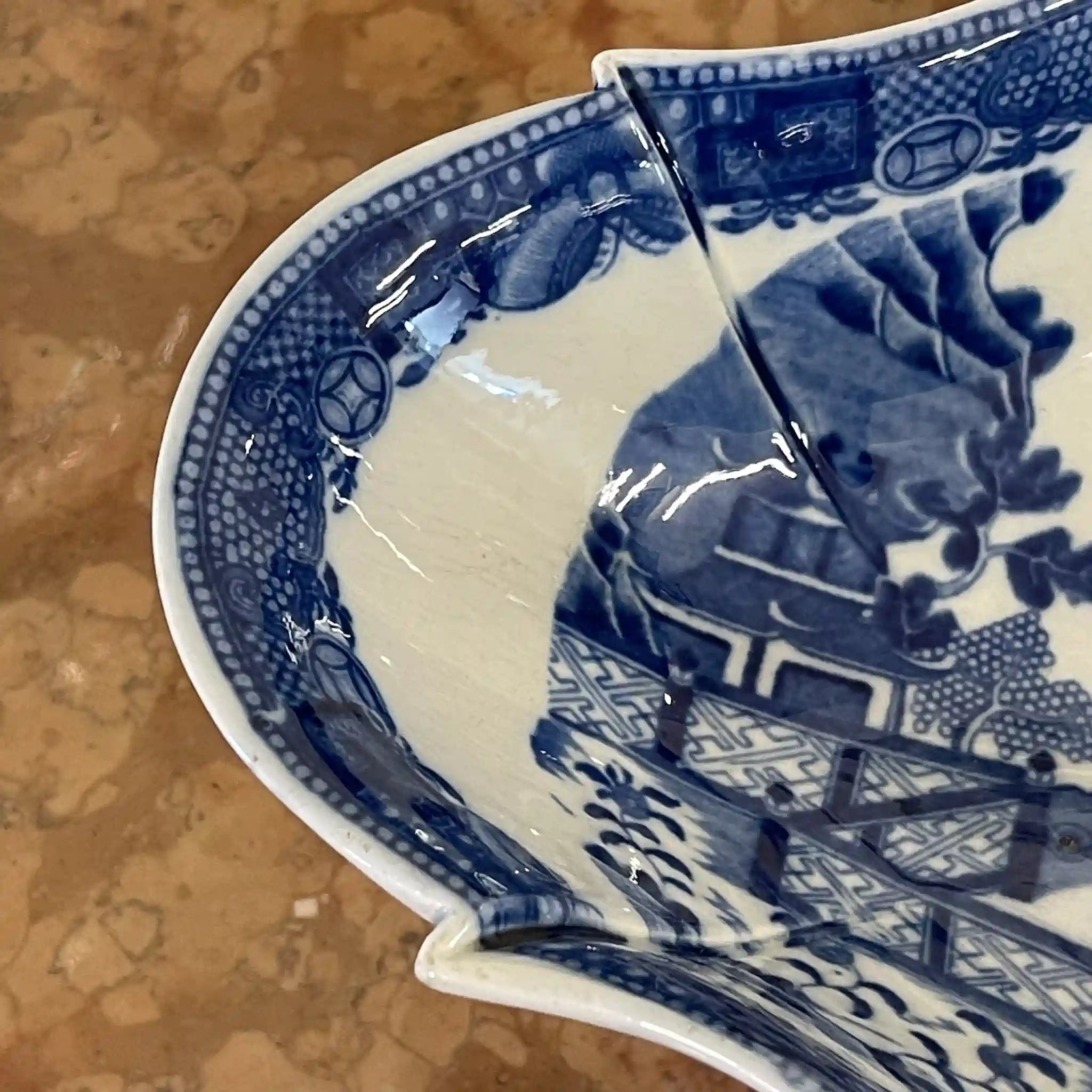 【アンティーク】 デボニア型プレート(皿) / SPODE(スポード) / 1800年頃 / 陶器 / イギリス / チャイニーズ・ランドスケープ, 脚付