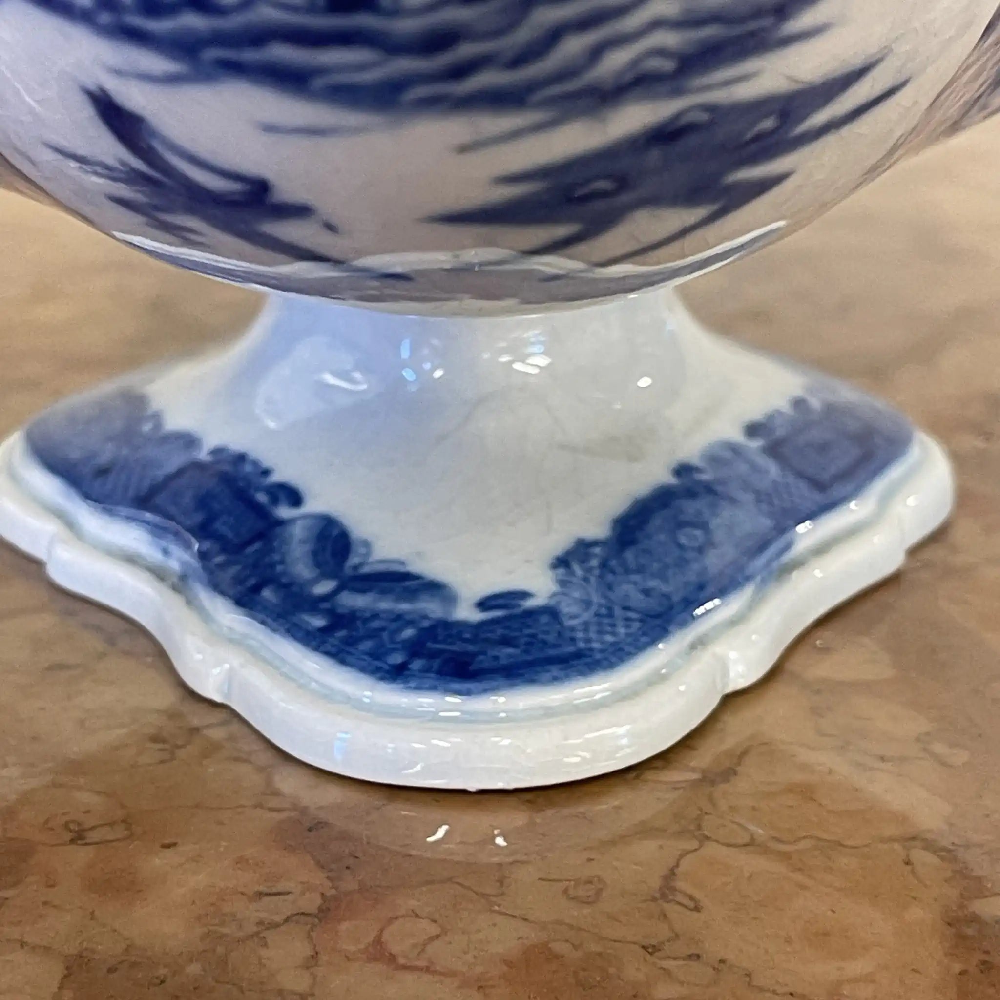 【アンティーク】 デボニア型プレート(皿) / SPODE(スポード) / 1800年頃 / 陶器 / イギリス / チャイニーズ・ランドスケープ, 脚付