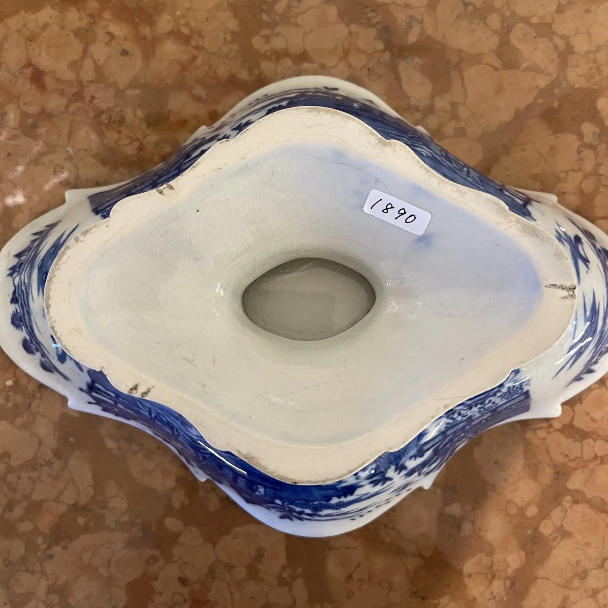 【アンティーク】 デボニア型プレート(皿) / SPODE(スポード) / 1800年頃 / 陶器 / イギリス / チャイニーズ・ランドスケープ, 脚付