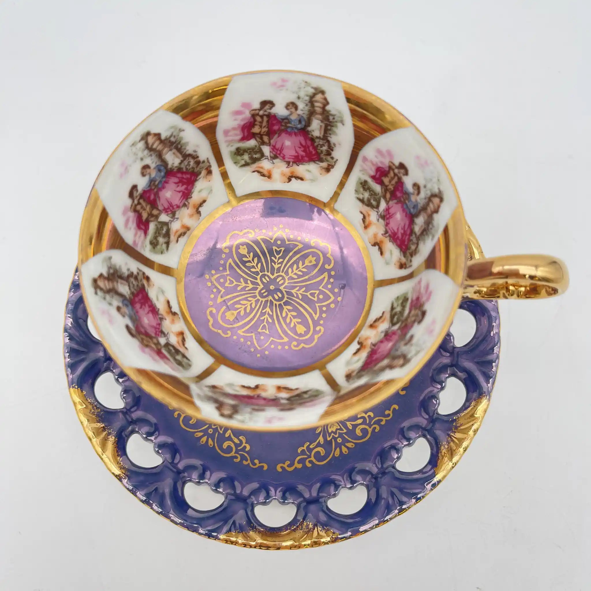 【复古】杯&碟子/大桥陶器/ Golden Fantasy /推测1950-60s /瓷器/日本/ fat galant,金彩