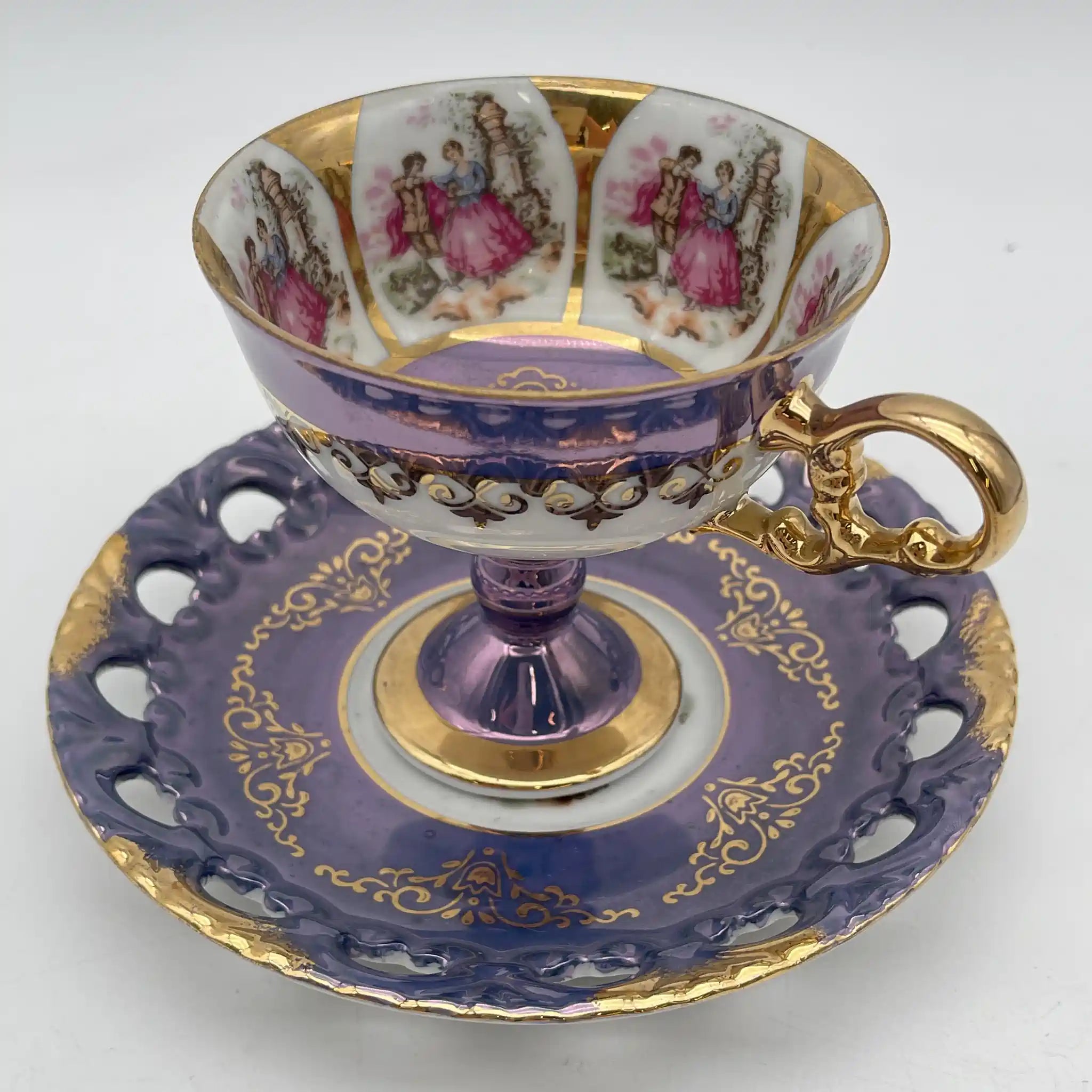 【复古】杯&碟子/大桥陶器/ Golden Fantasy /推测1950-60s /瓷器/日本/ fat galant,金彩