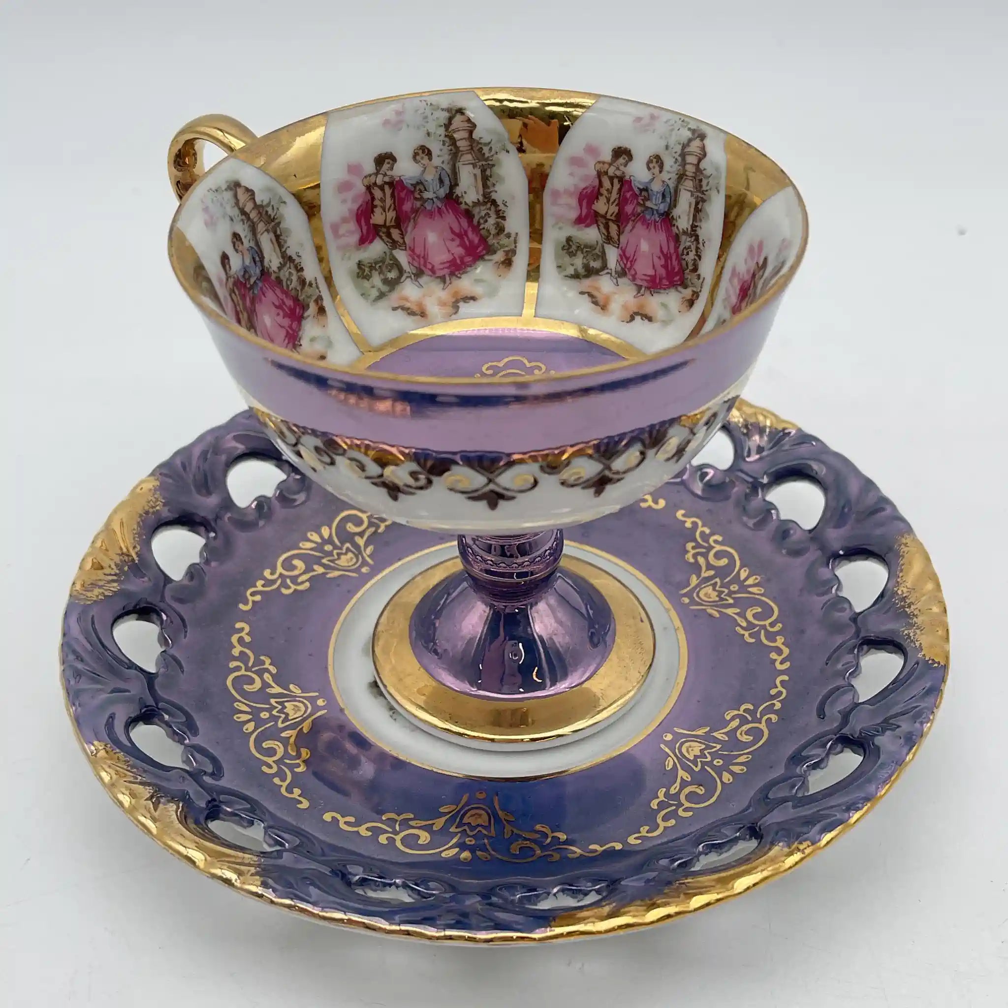 【复古】杯&碟子/大桥陶器/ Golden Fantasy /推测1950-60s /瓷器/日本/ fat galant,金彩
