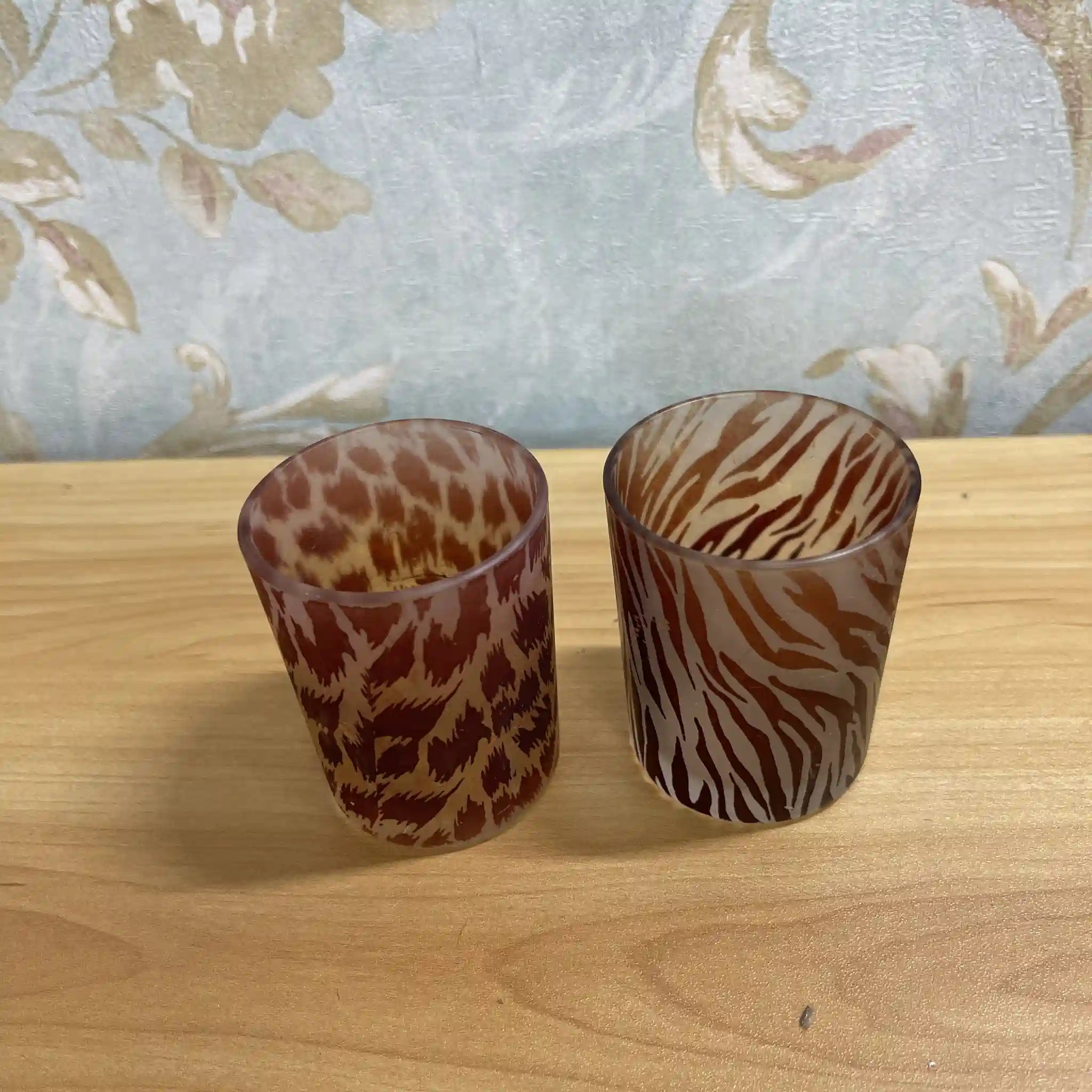 【リユース】 グラス 2P / 推定2000前後 / ガラス / 台湾 / アニマルプリント