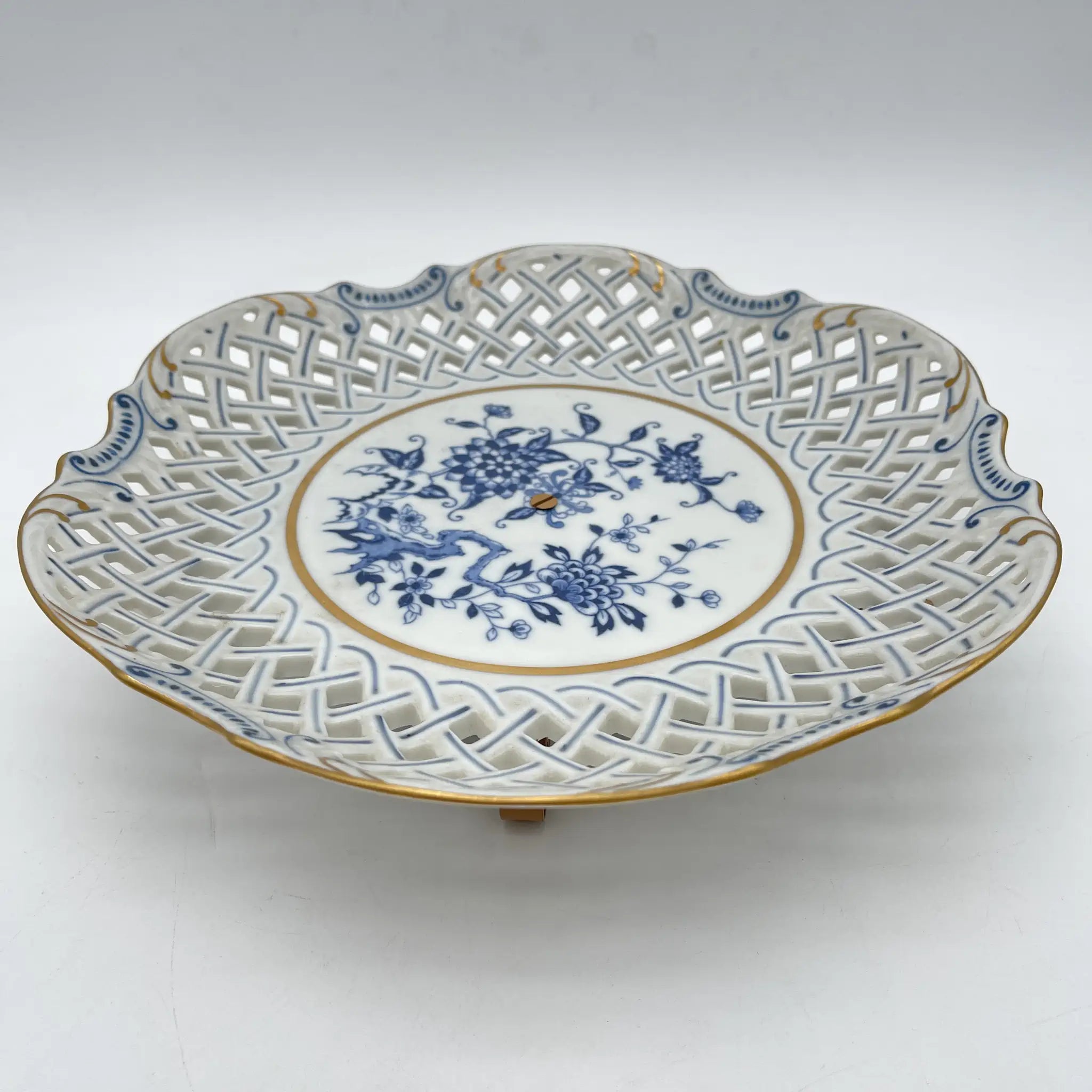【复古】土窑/濑荣陶器/推定1960-70s / Fine China /日本/带金属支架,拉提斯工件,牡丹文