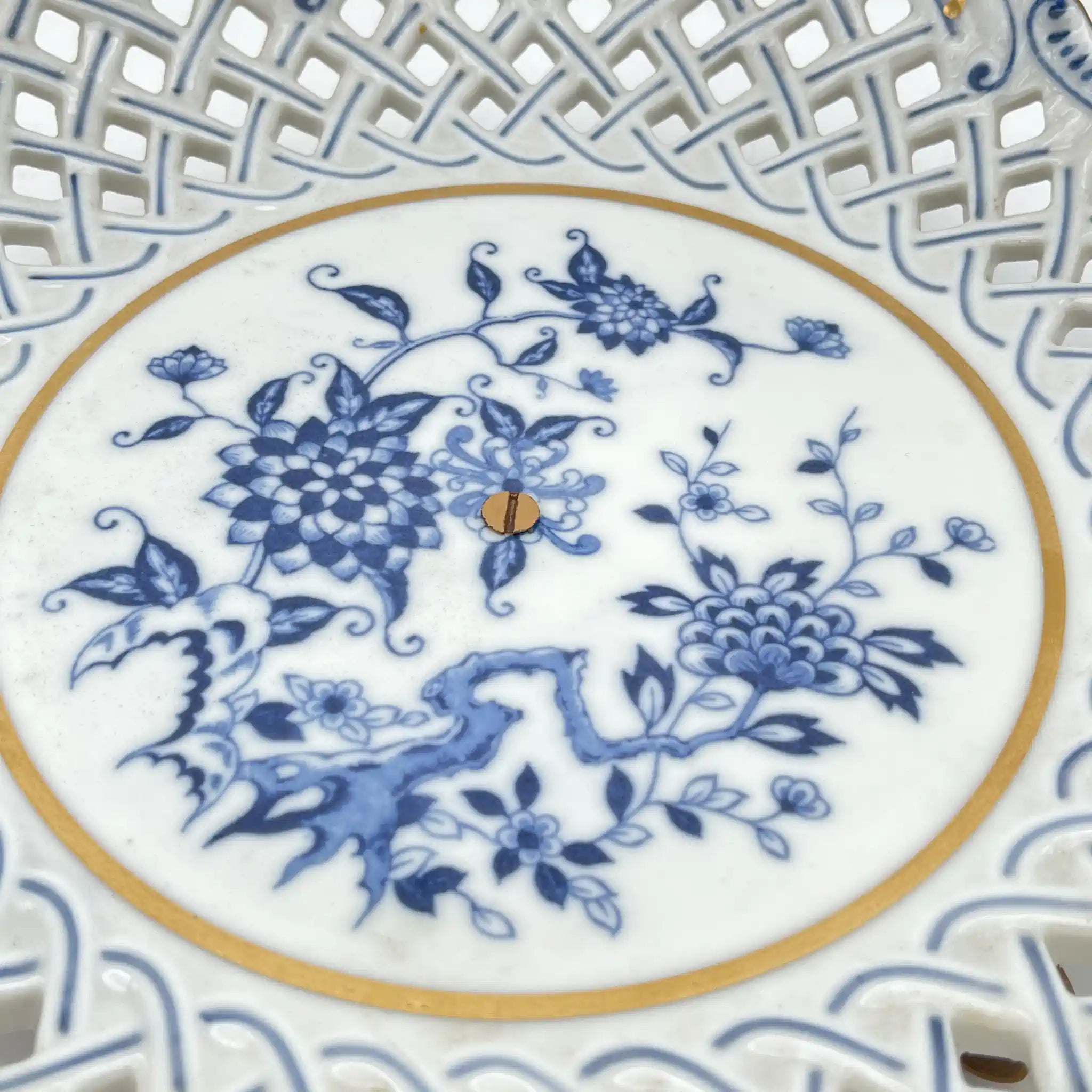 【复古】土窑/濑荣陶器/推定1960-70s / Fine China /日本/带金属支架,拉提斯工件,牡丹文