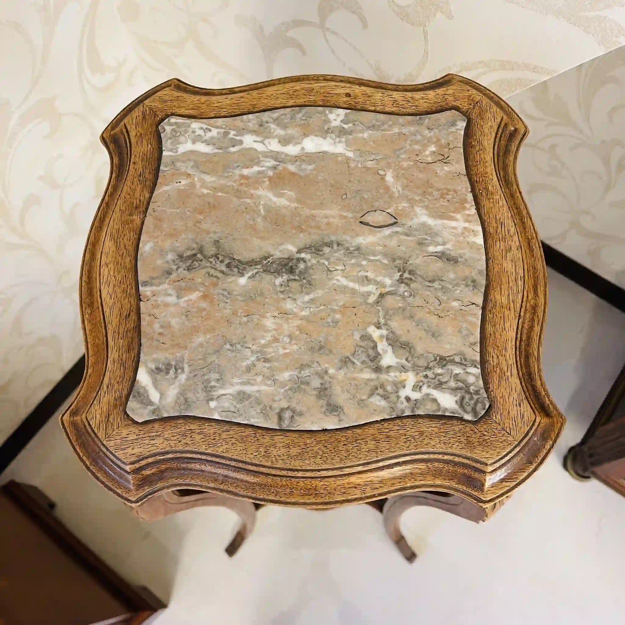 【アンティーク】 プランツスタンド / マーブルトップ / ウォールナット材 / フランス