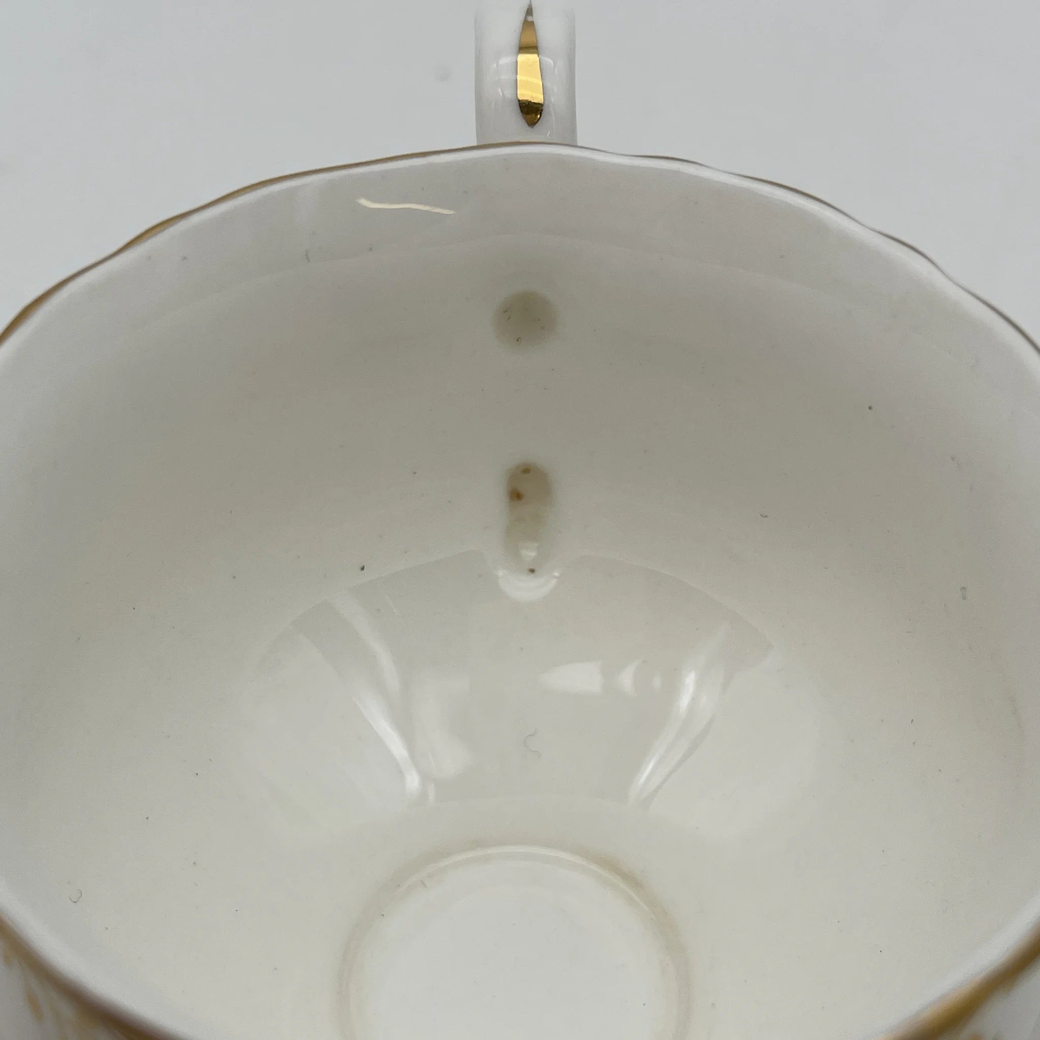 【复古】茶杯&茶托2p +备用茶托/ Crown Staffordshire(皇冠斯塔福德郡)/估计1930-50s / Fine Bone China /英国/玫瑰,滚动