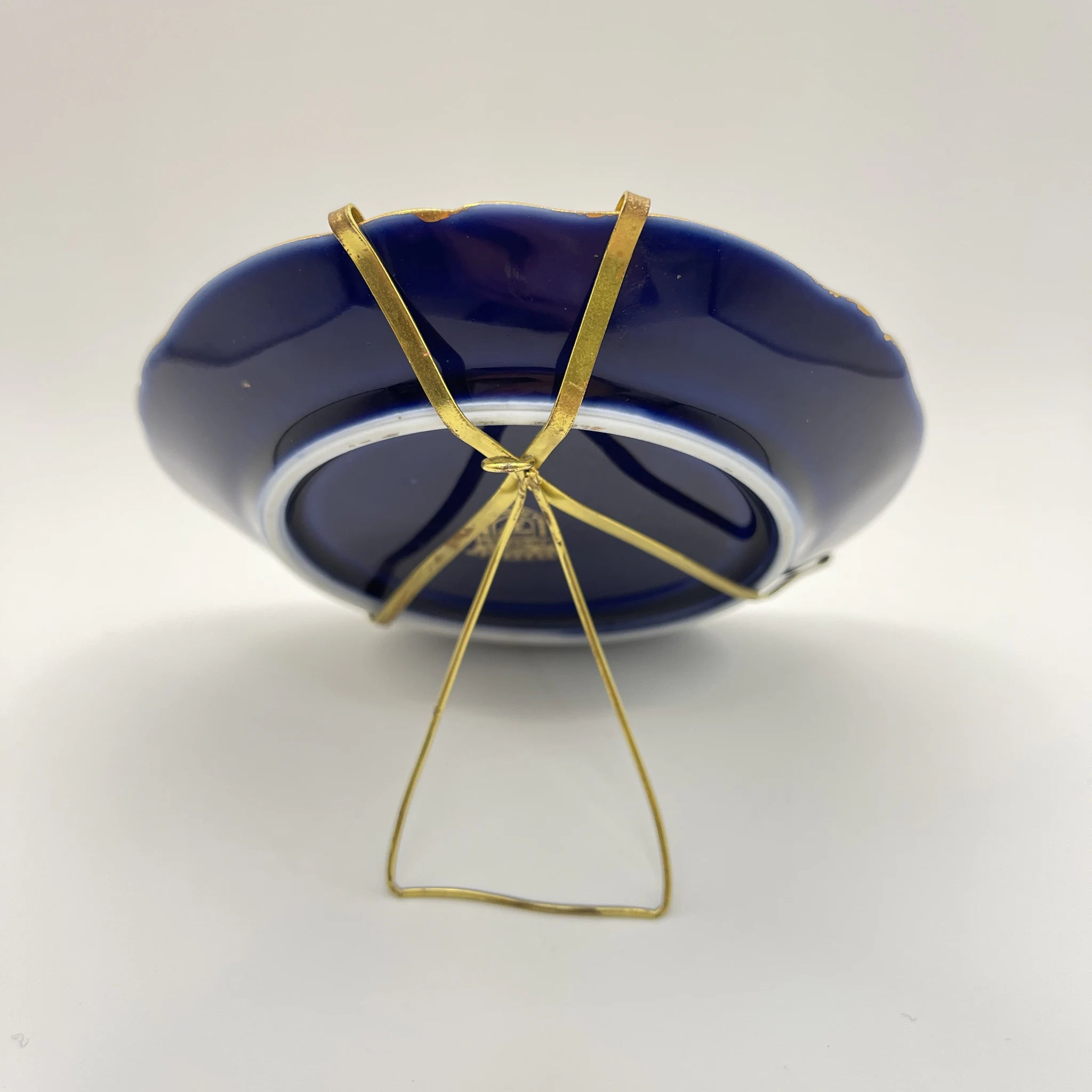 【复古】装饰盘/里摩日瓷器/估计1970-80s /瓷器/法国/褪色加兰特,金色,带板衣架