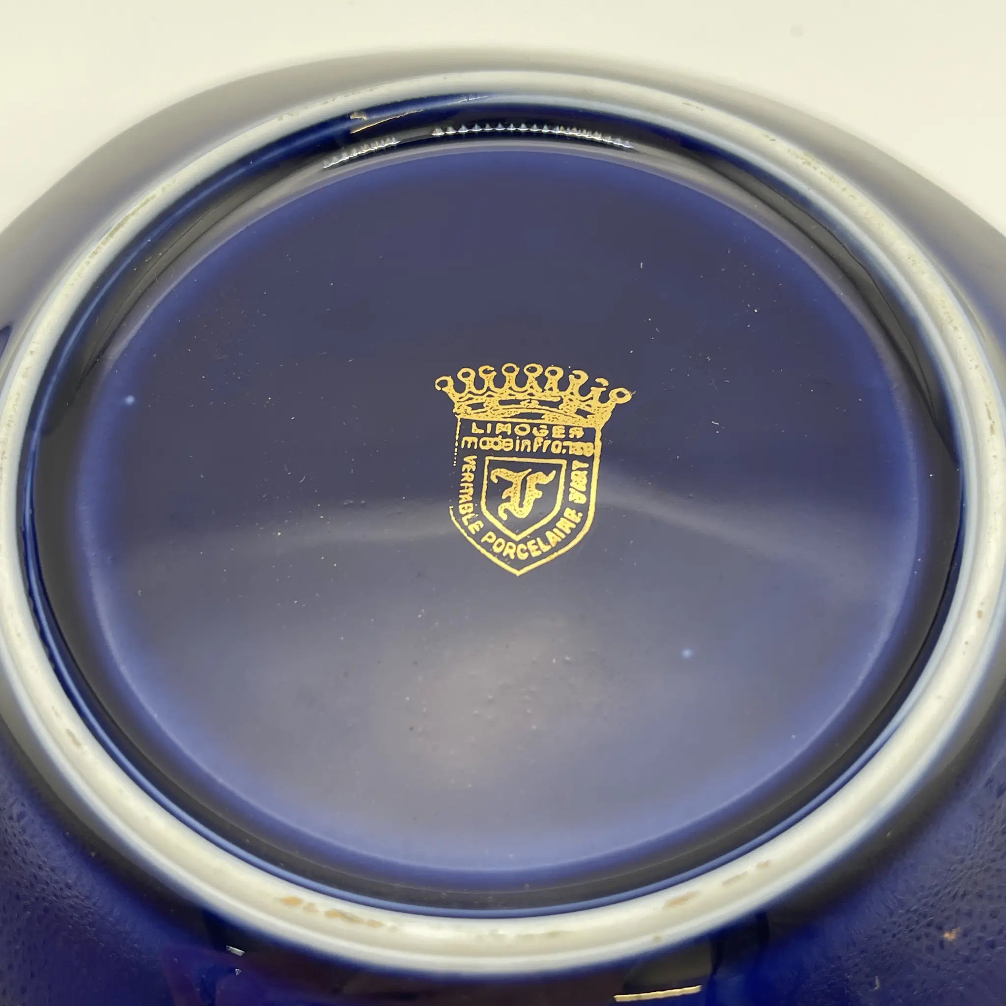 【复古】装饰盘/里摩日瓷器/估计1970-80s /瓷器/法国/褪色加兰特,金色,带板衣架