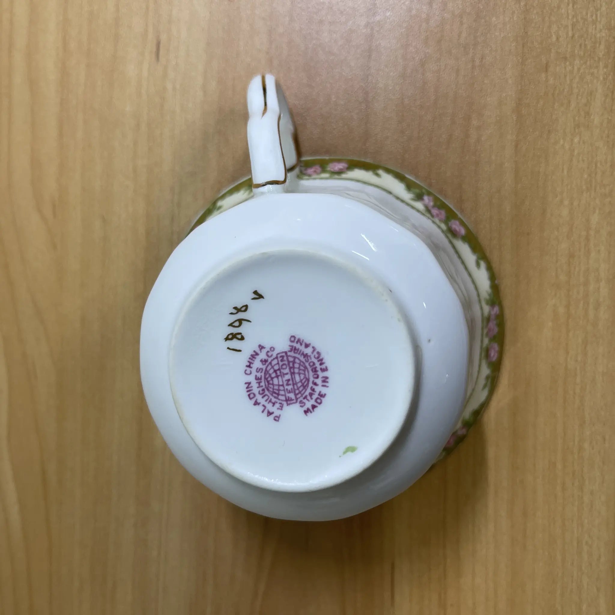【古董】三叠式+茶托/ E. Hughes / Paladin China /推测20c中期/瓷器/英国/玫瑰