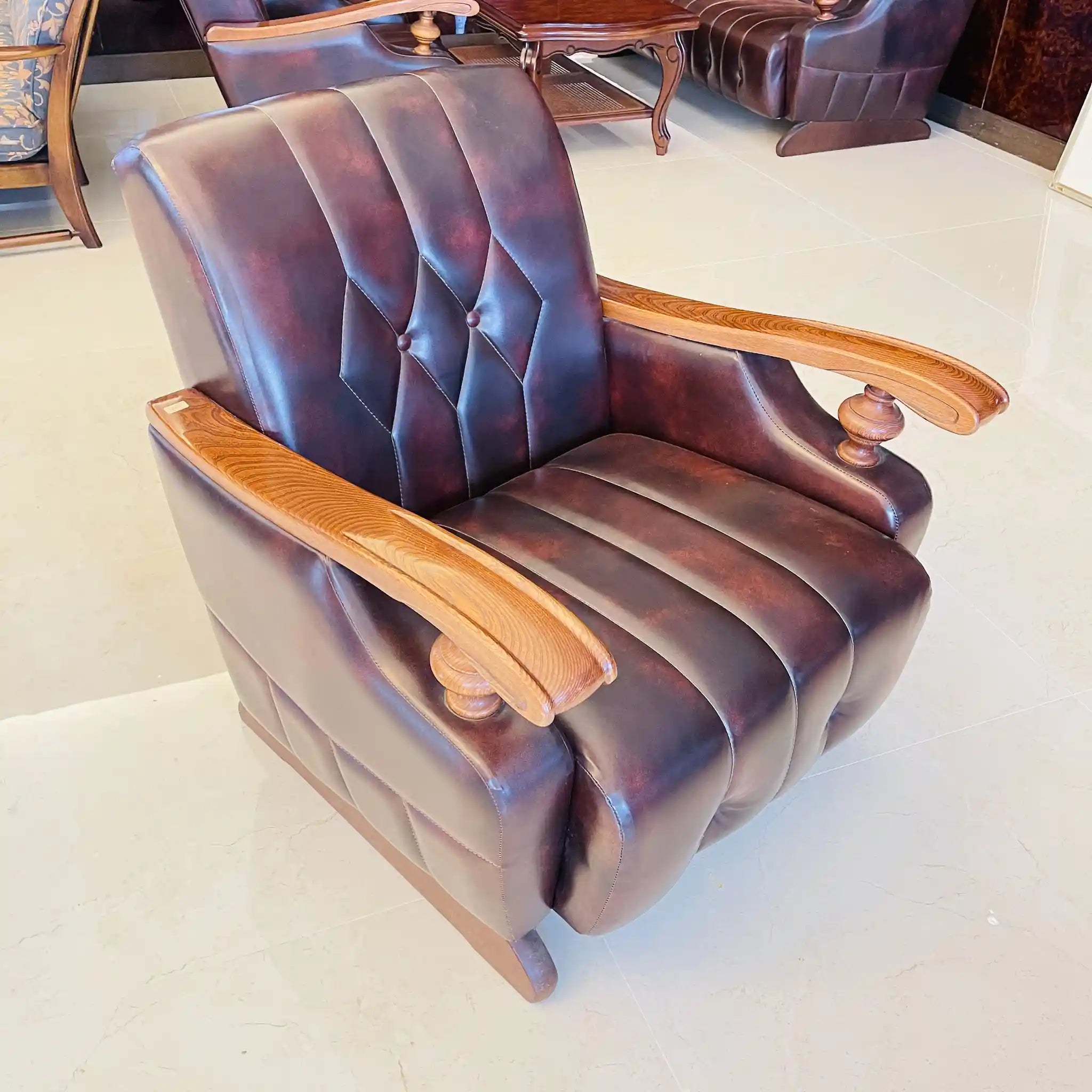 ビンテージ調ソファセット / カリモク / 本革 / 2Pソファ,1Pソファ,ローテーブル