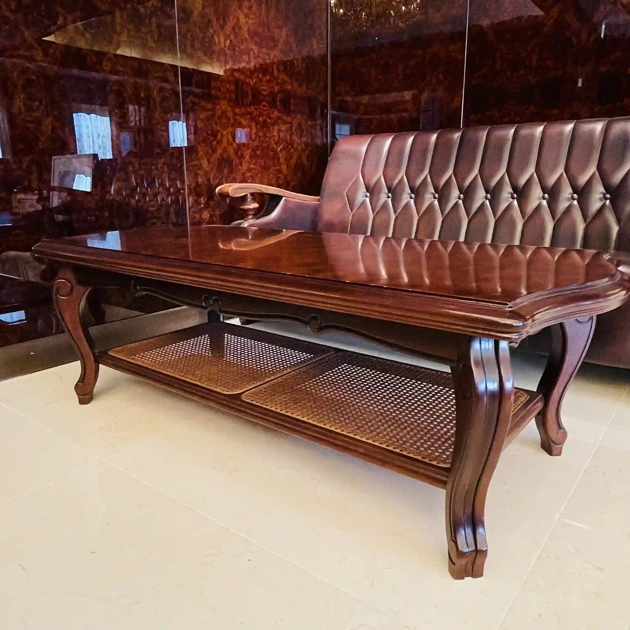 ビンテージ調ソファセット / カリモク / 本革 / 2Pソファ,1Pソファ,ローテーブル