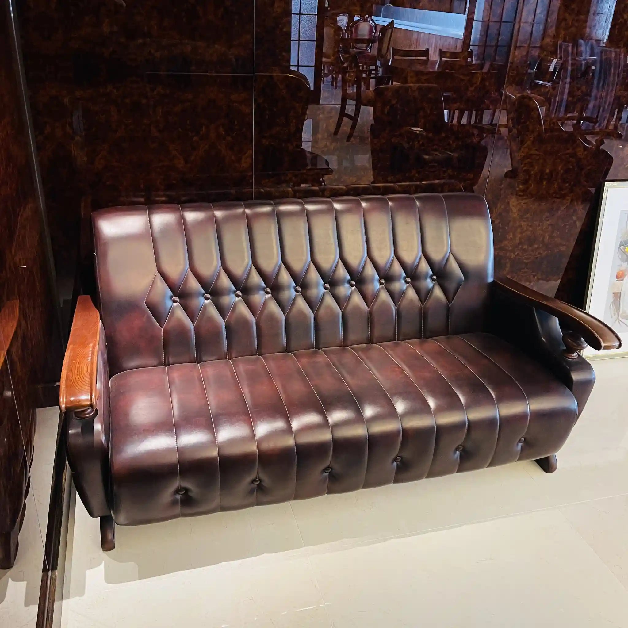 ビンテージ調ソファセット / カリモク / 本革 / 2Pソファ,1Pソファ,ローテーブル