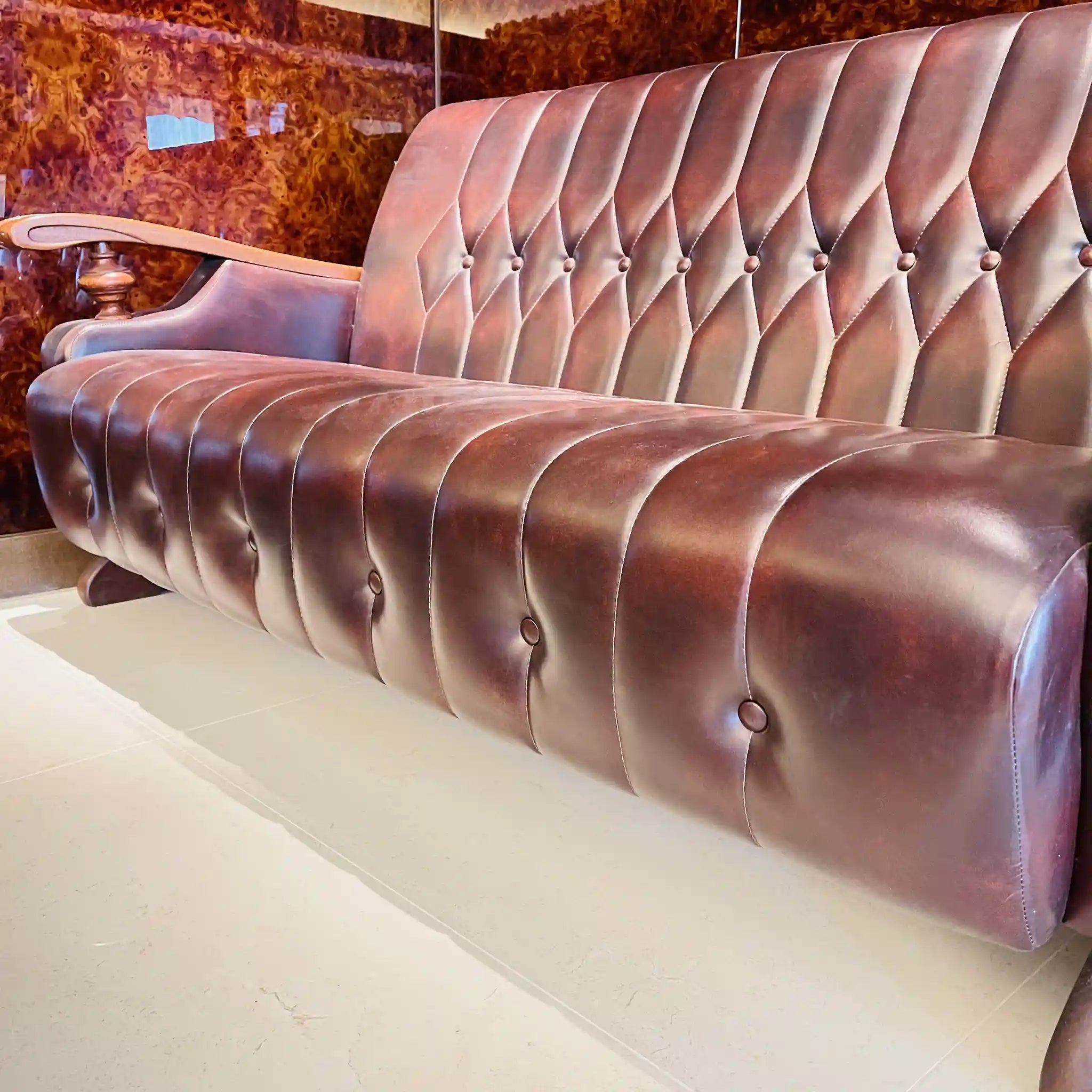 ビンテージ調ソファセット / カリモク / 本革 / 2Pソファ,1Pソファ,ローテーブル