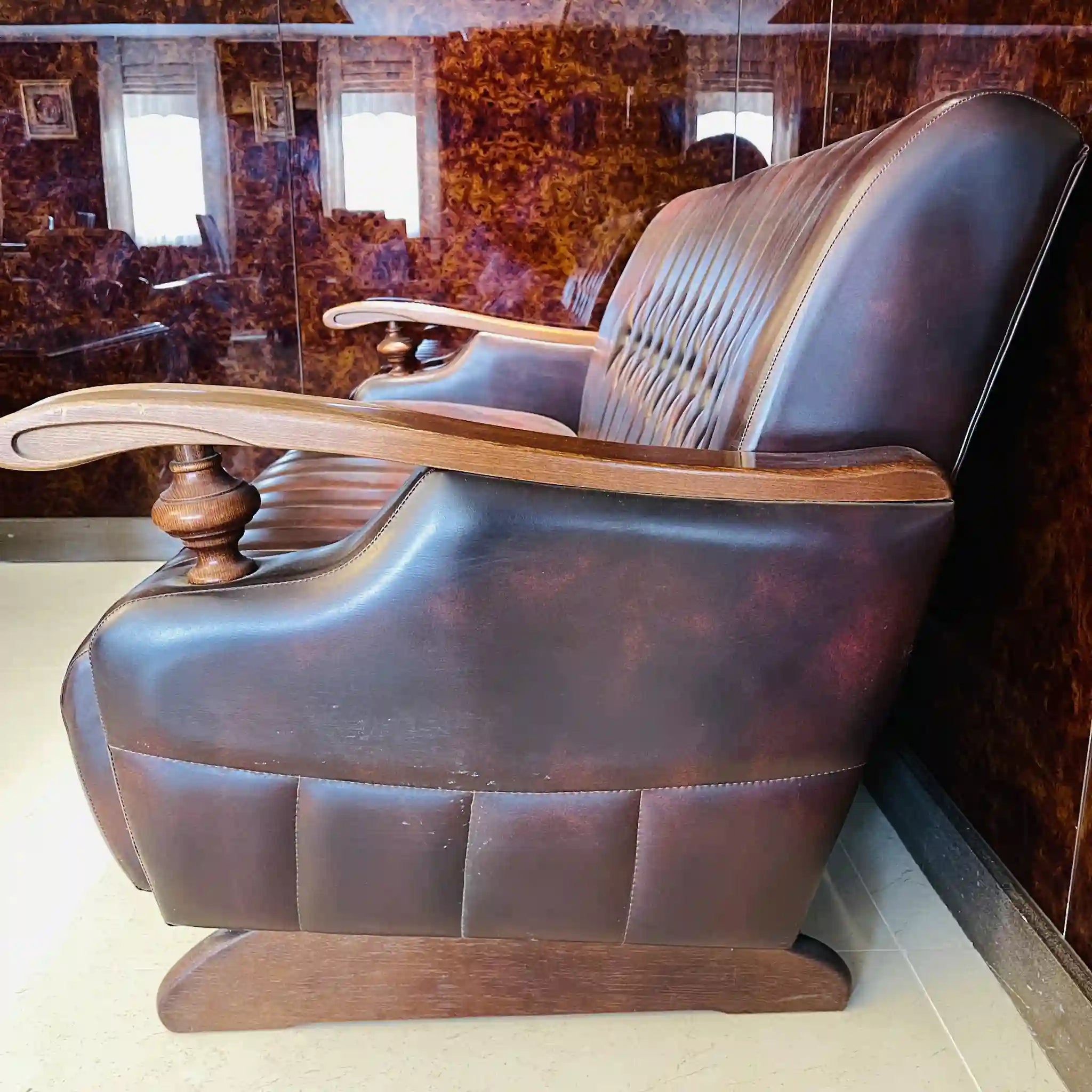 ビンテージ調ソファセット / カリモク / 本革 / 2Pソファ,1Pソファ,ローテーブル