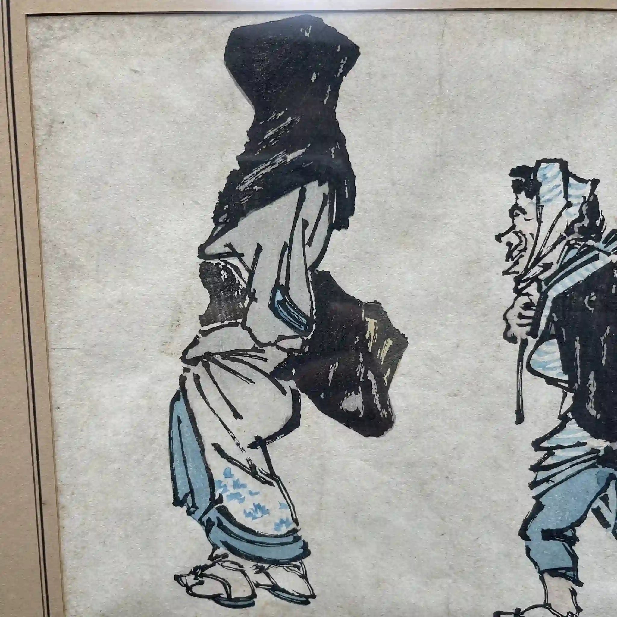 【古董】木版畫 / 鈴木南禮 / 《鳥之市購物》 / 江戶時代後期