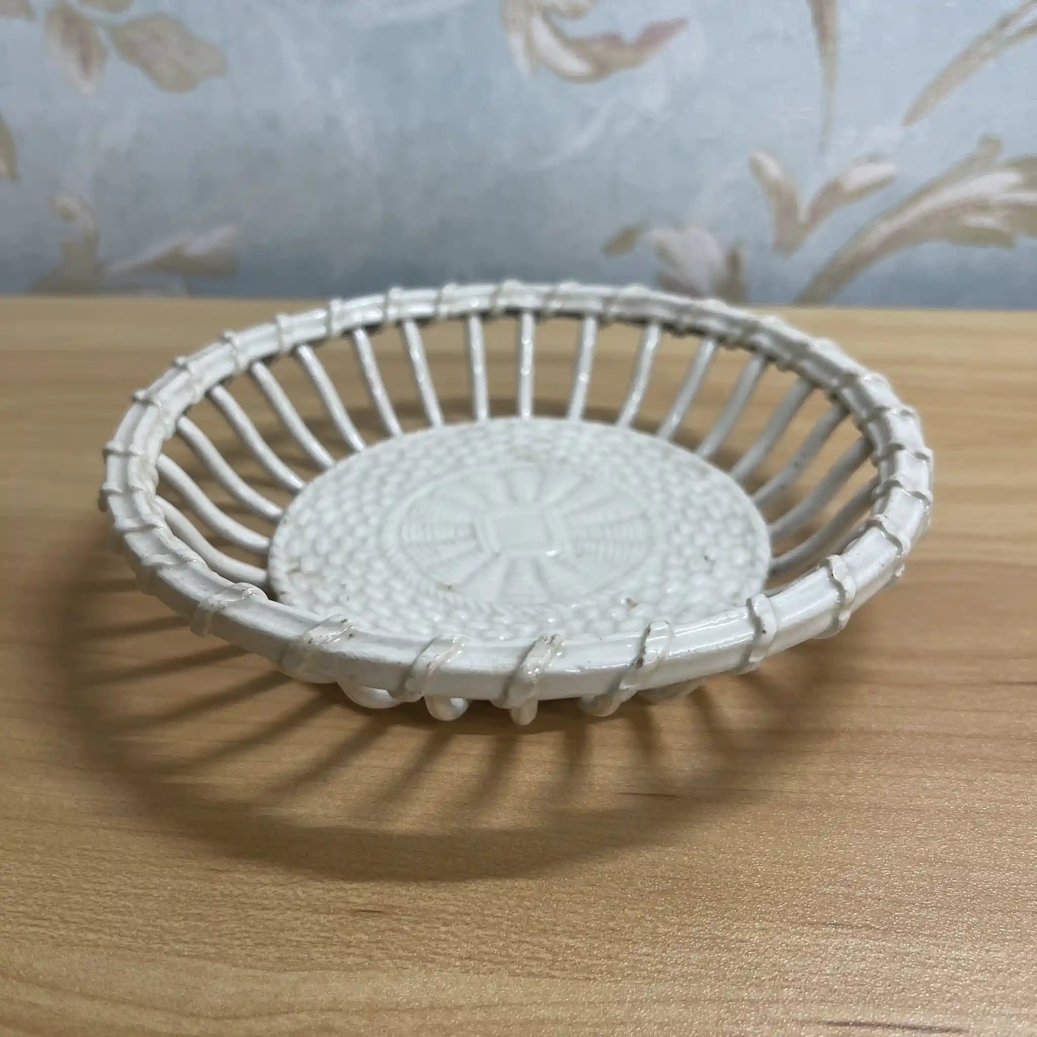 【古董】陶器篮/估计19c /陶器/英国/威克工作
