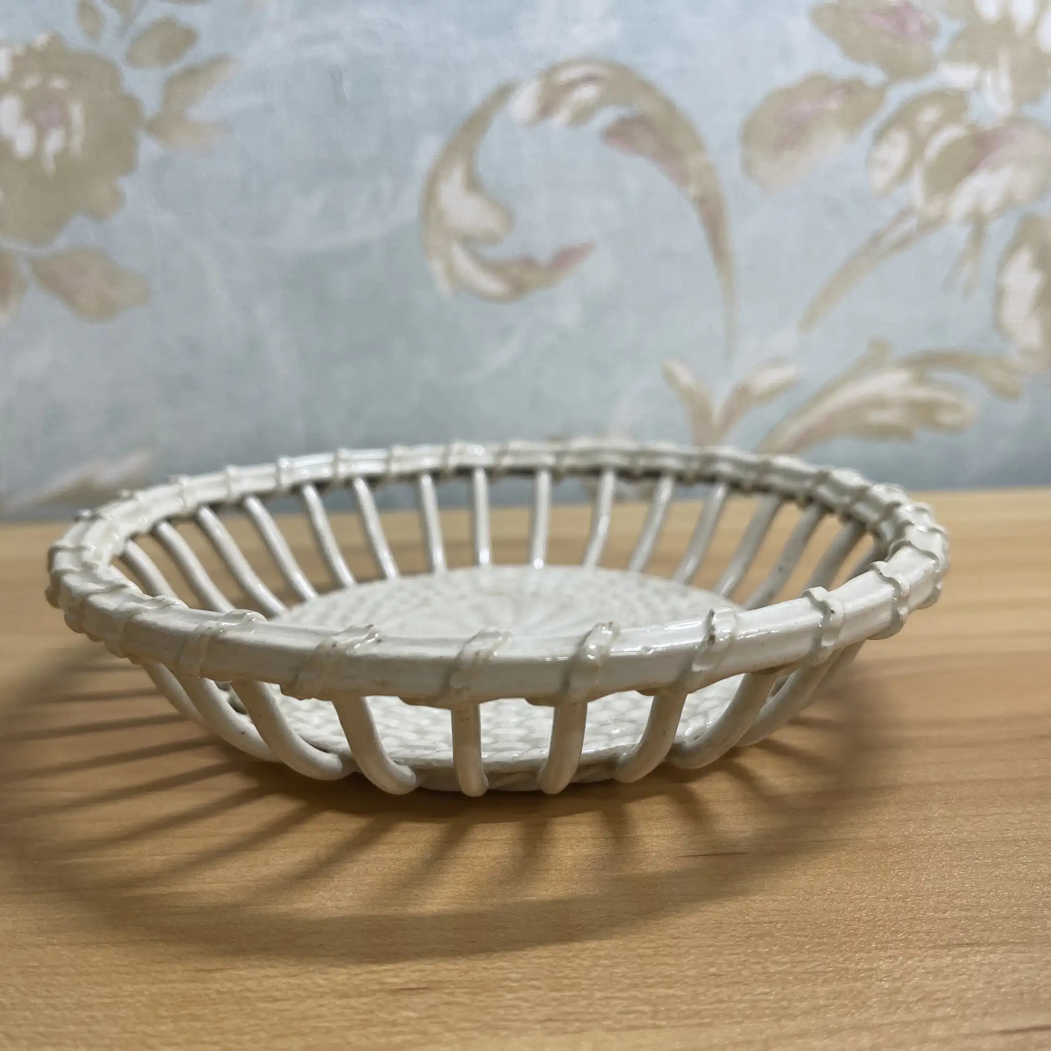 【古董】陶器篮/估计19c /陶器/英国/威克工作