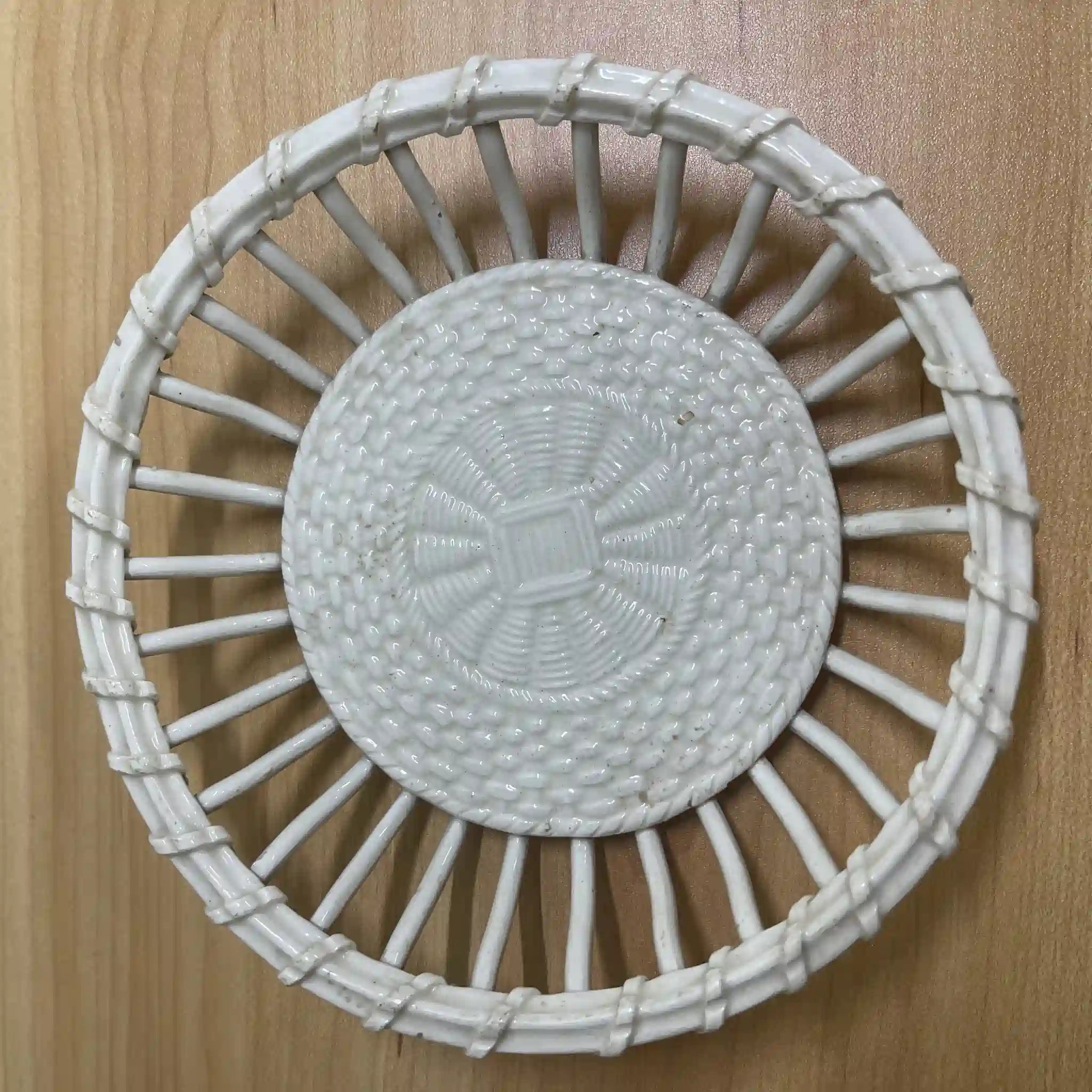 【古董】陶器篮/估计19c /陶器/英国/威克工作