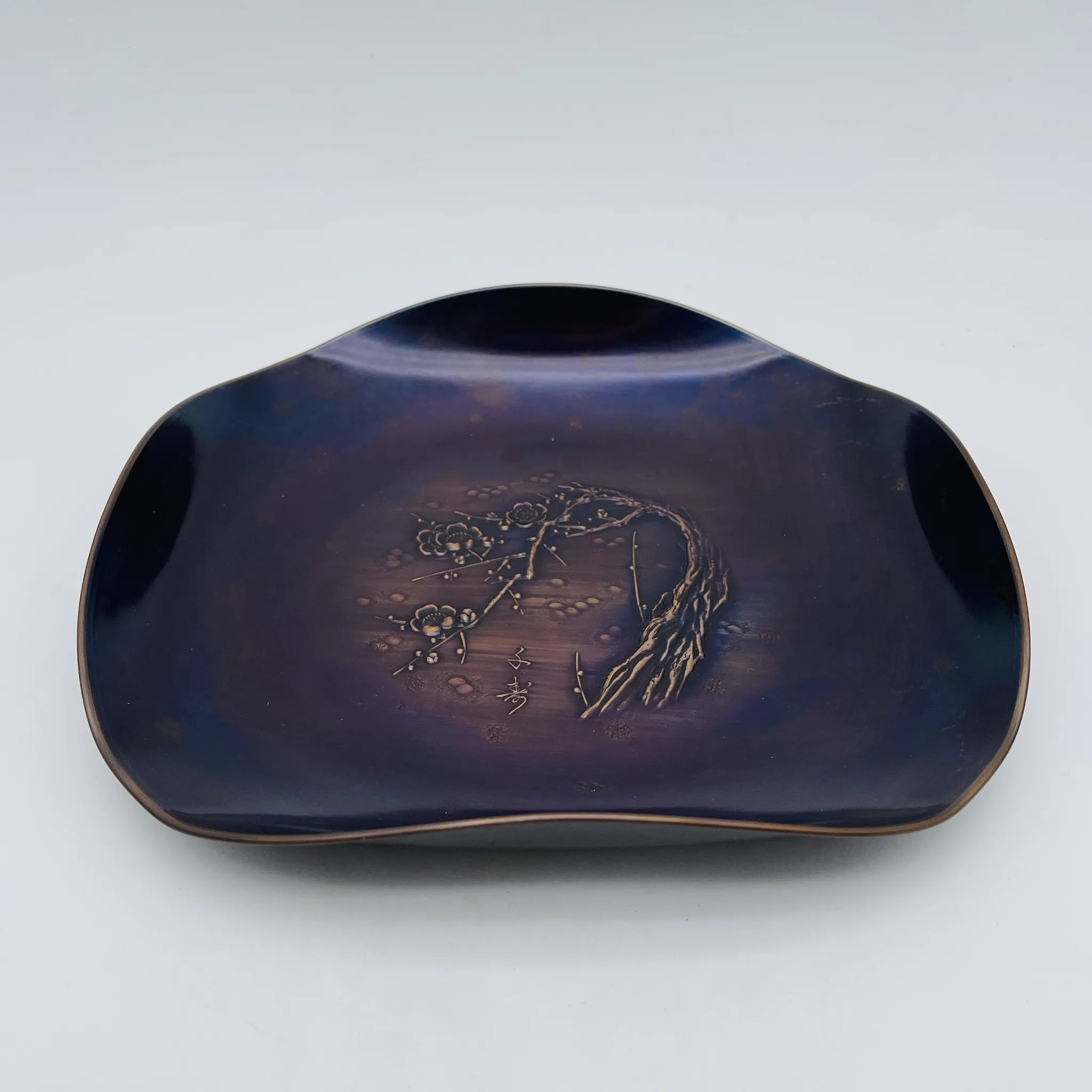 【リユース】 紫小文 菓子器 / 千寿堂 / 梅の宴 / 銅 / 日本 / 箱付き